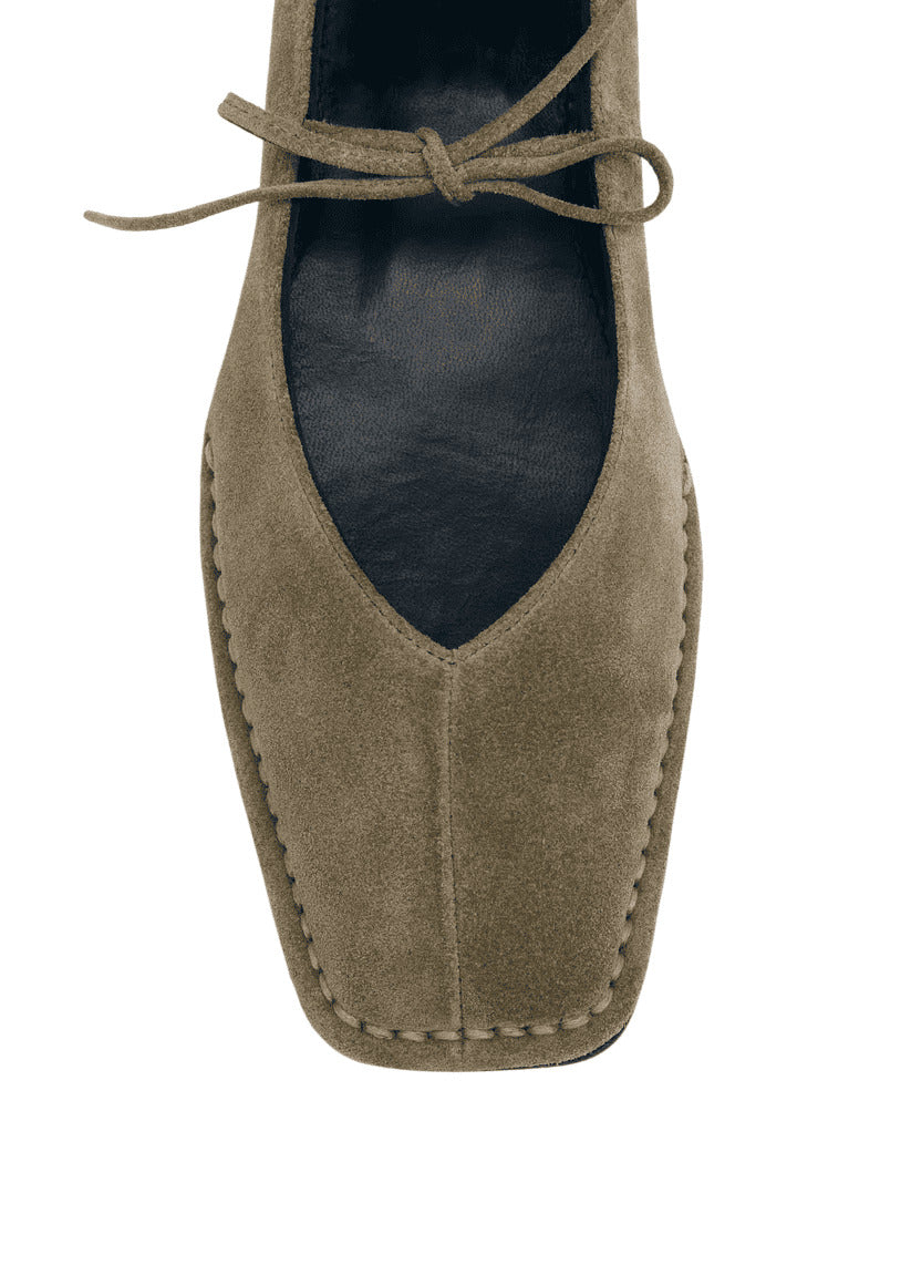 Sway Ballerine in Pelle Scamosciata Color Khaki