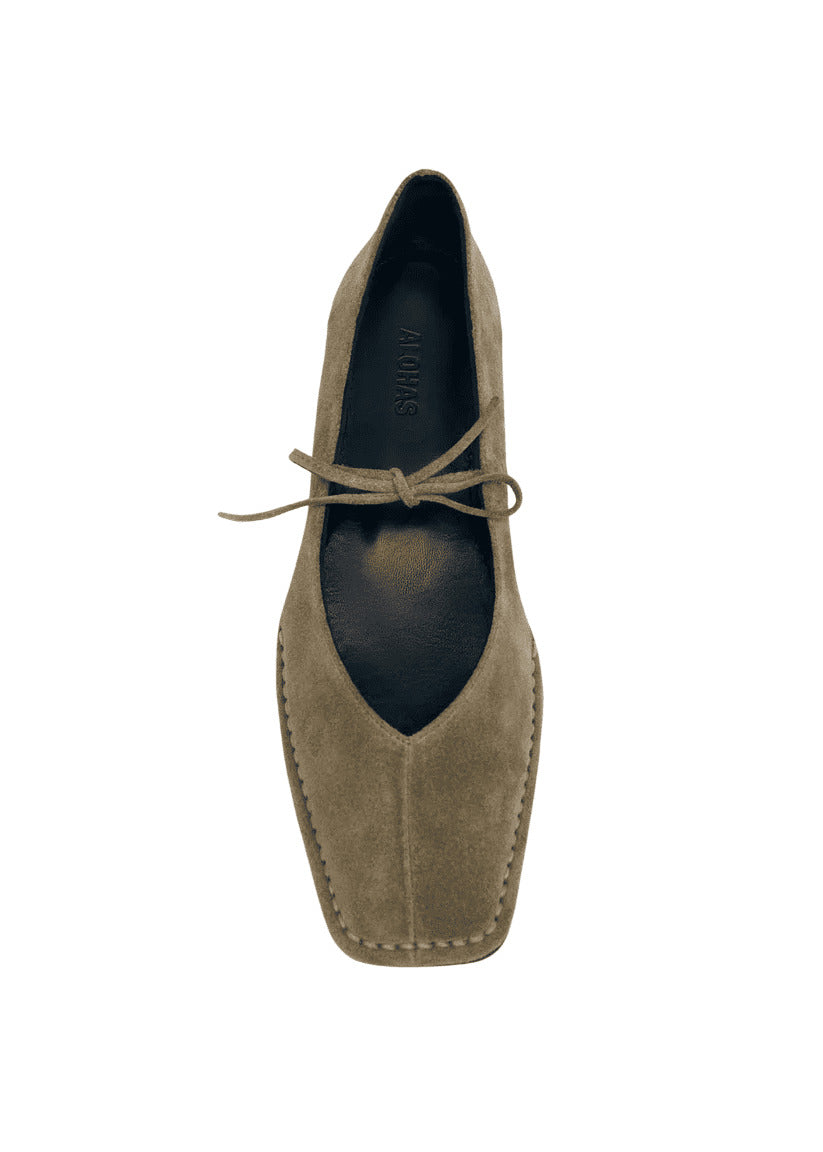 Sway Ballerine in Pelle Scamosciata Color Khaki