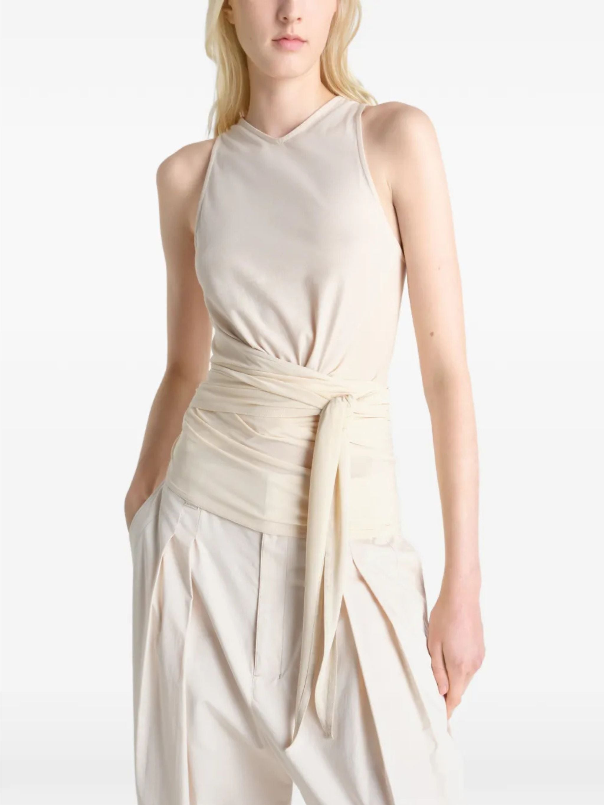 Sleeveless wrap top