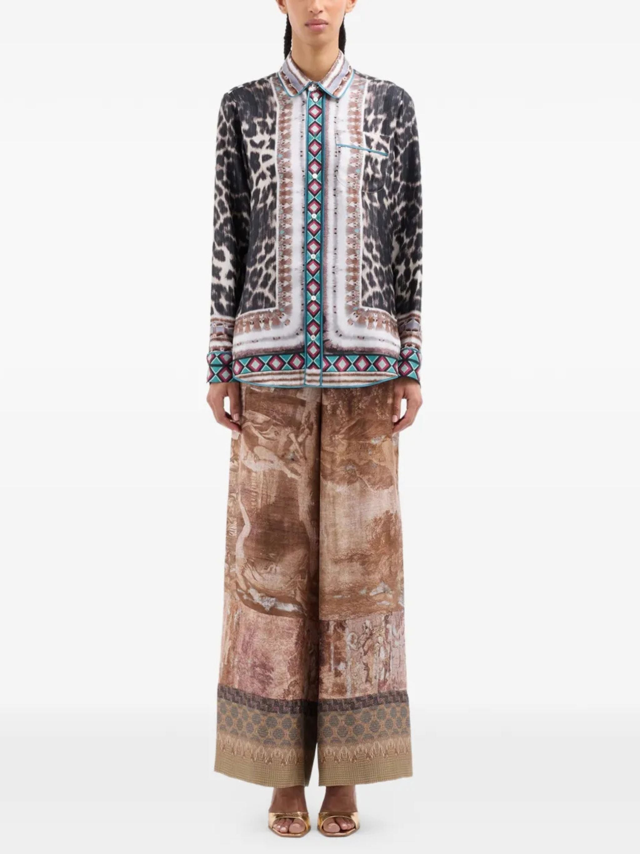 Aloe silk shirt with leopard print