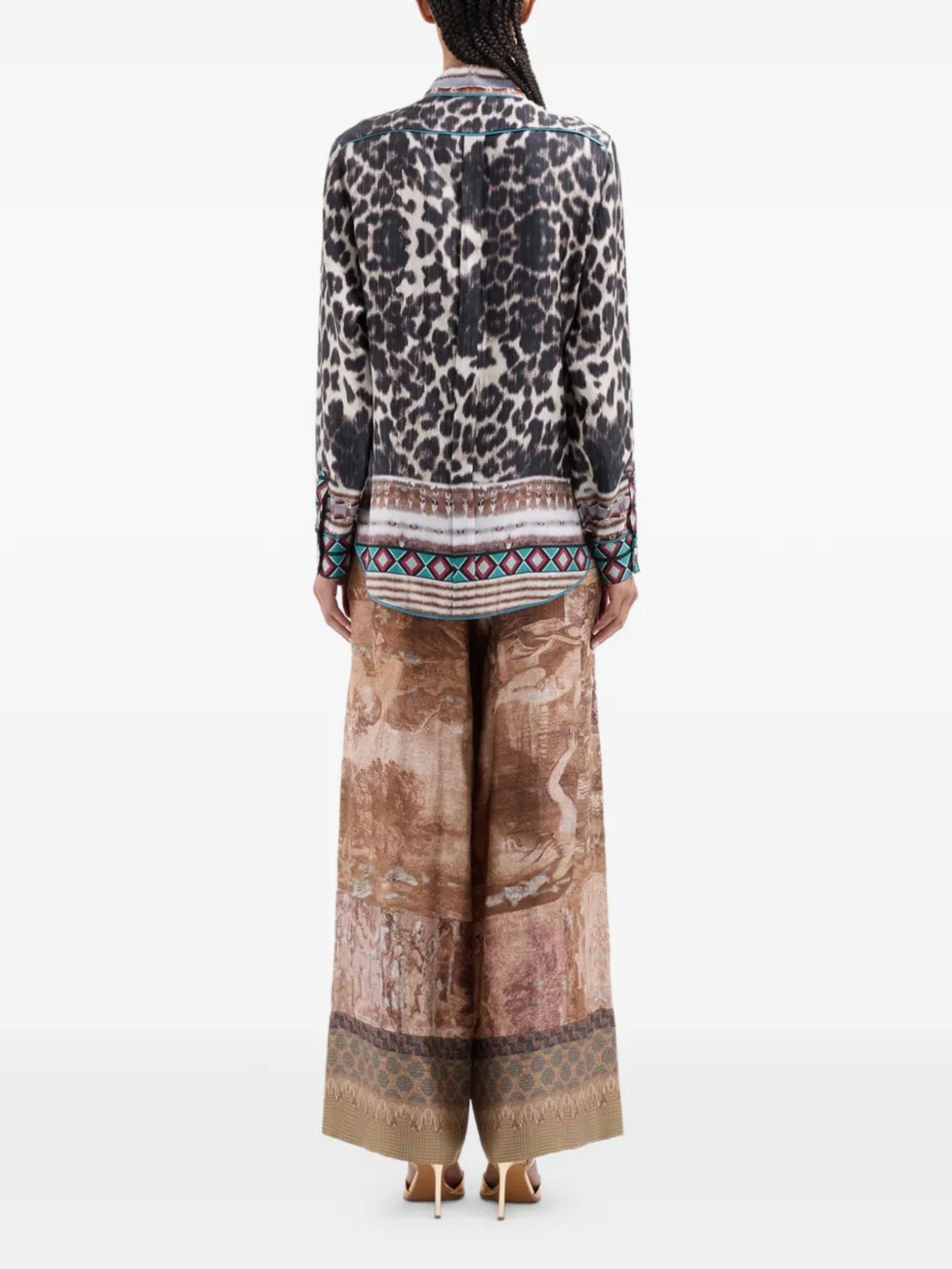 Aloe silk shirt with leopard print