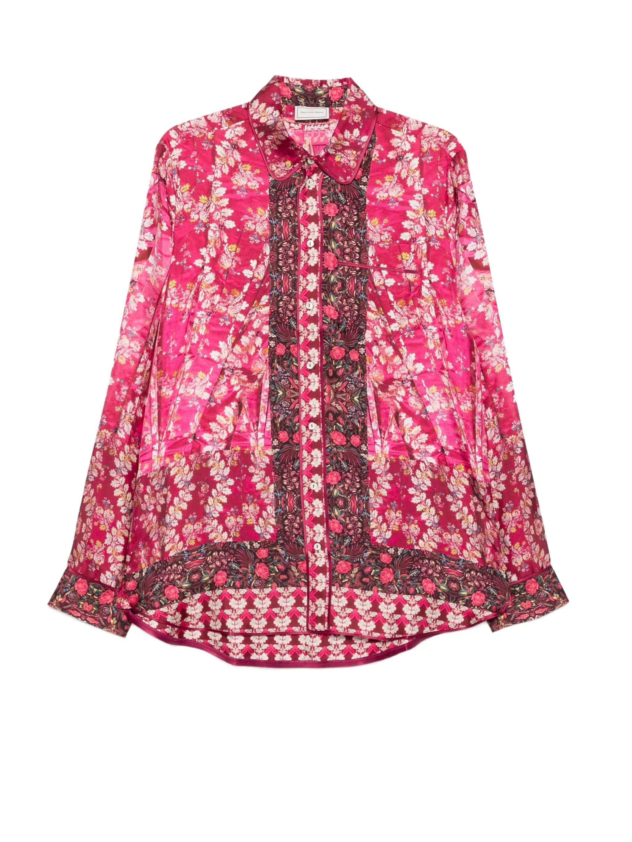 Floral-print silk shirt