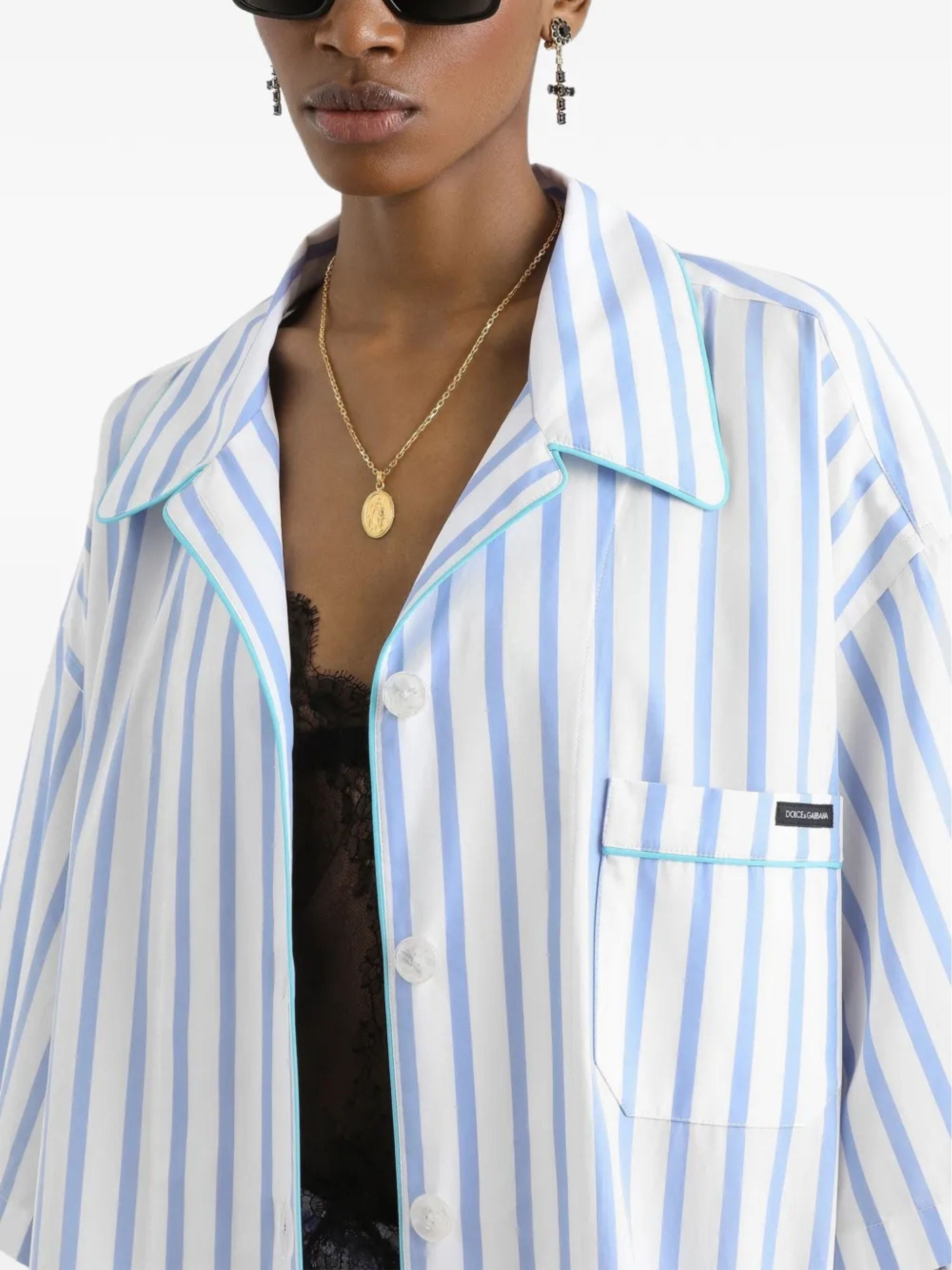 Camicia in popeline rigato