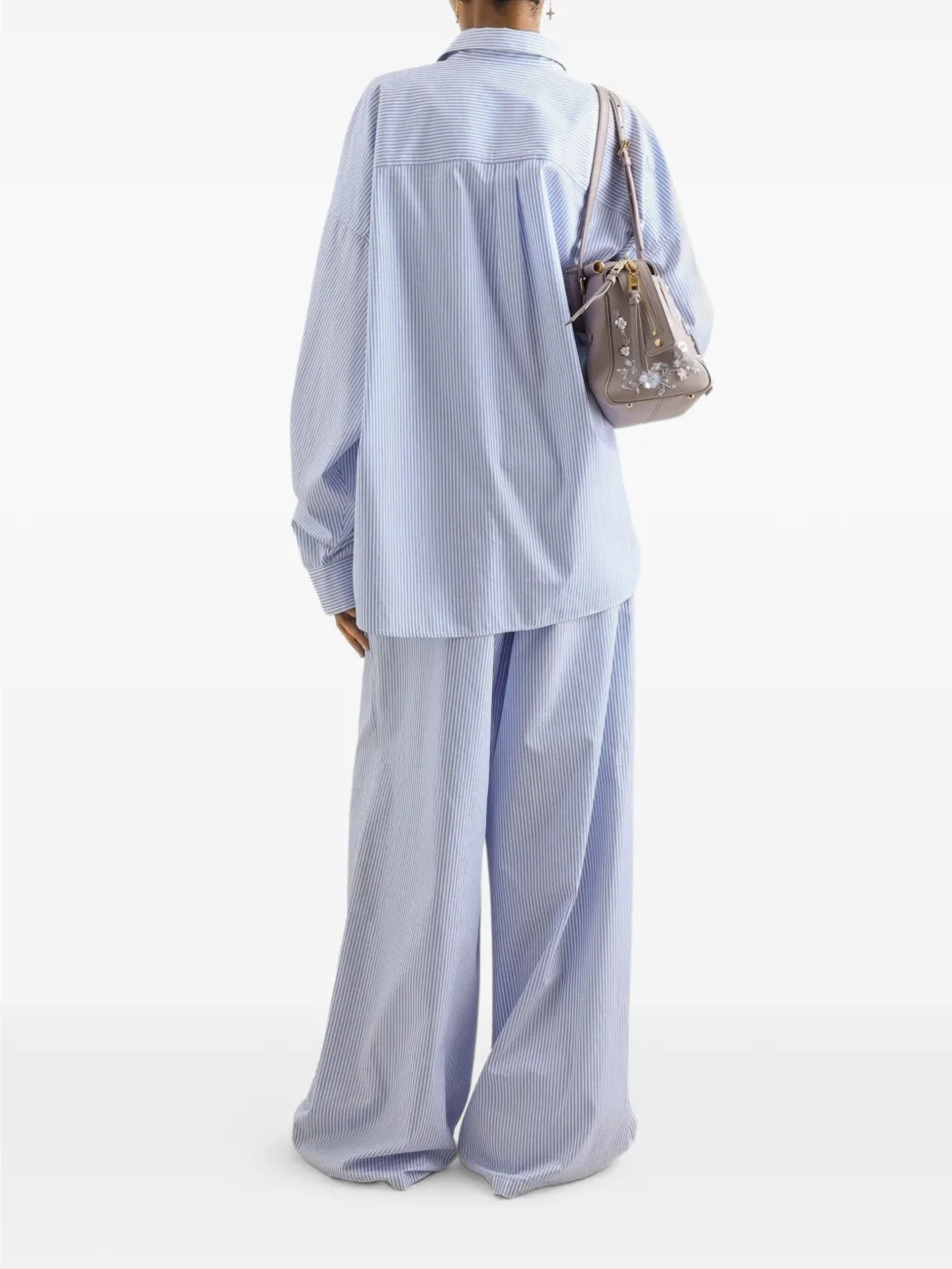 Camicia oversize a righe con ricami Gioiello