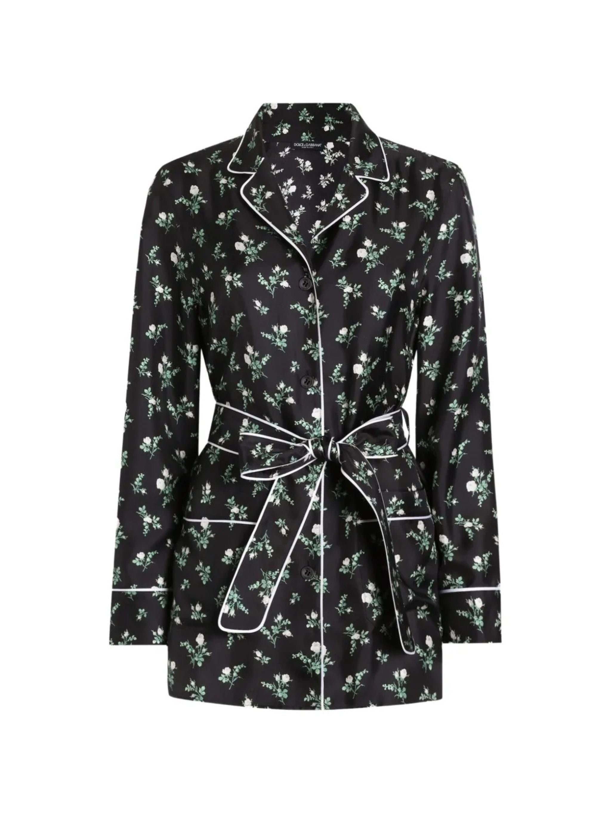 Camicia in twill stampa roselline e mughetti