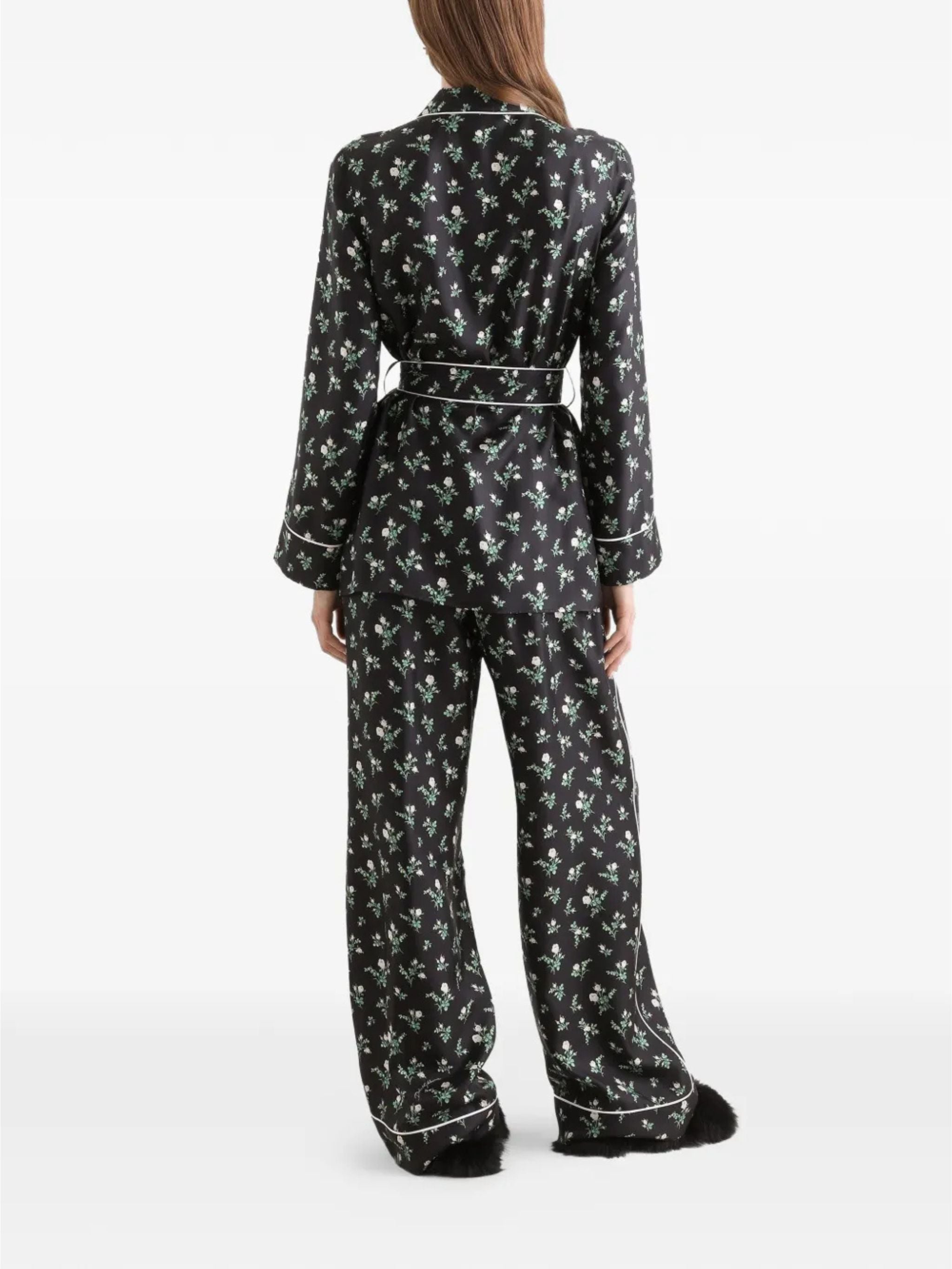 Camicia in twill stampa roselline e mughetti