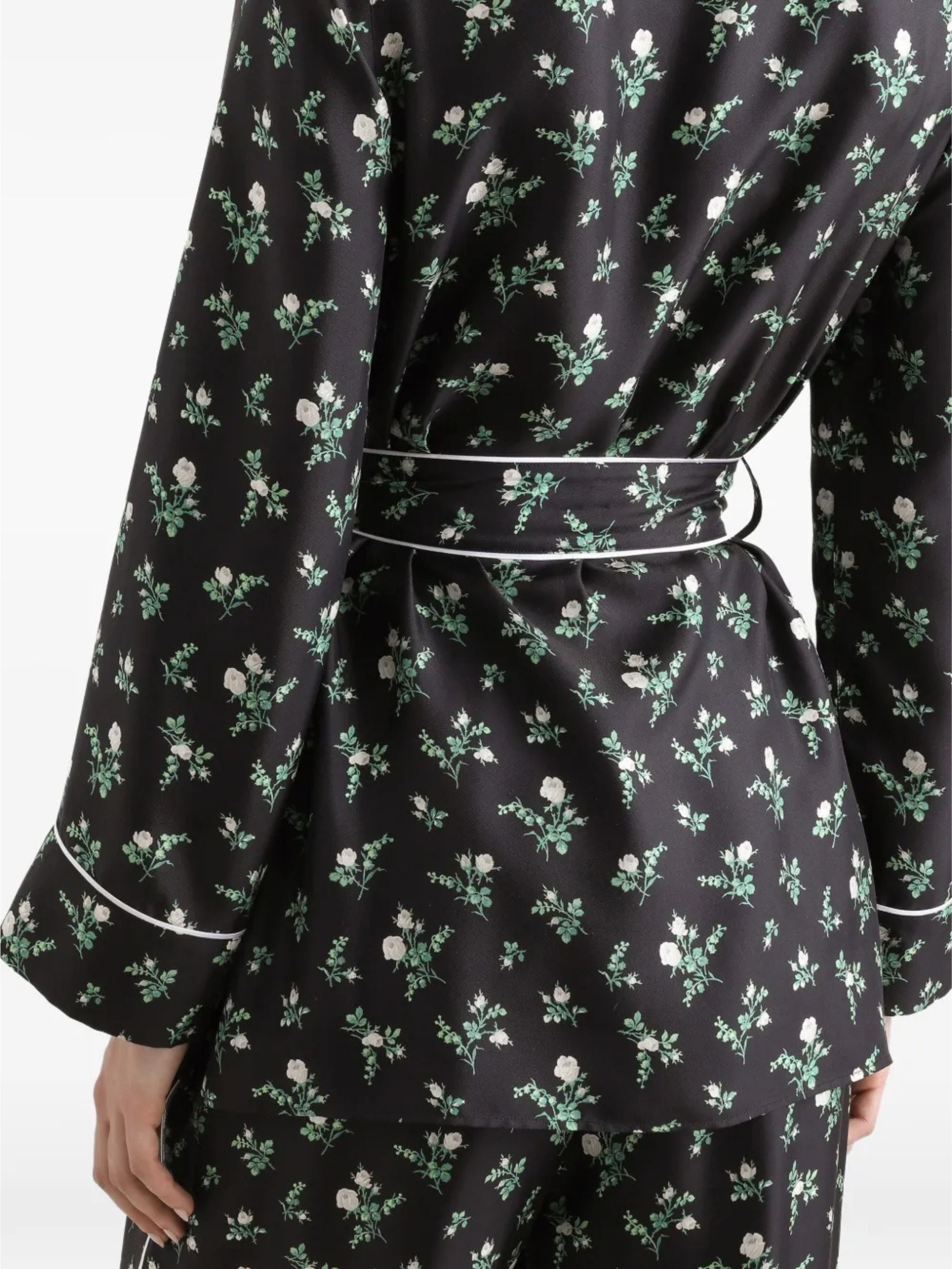 Camicia in twill stampa roselline e mughetti