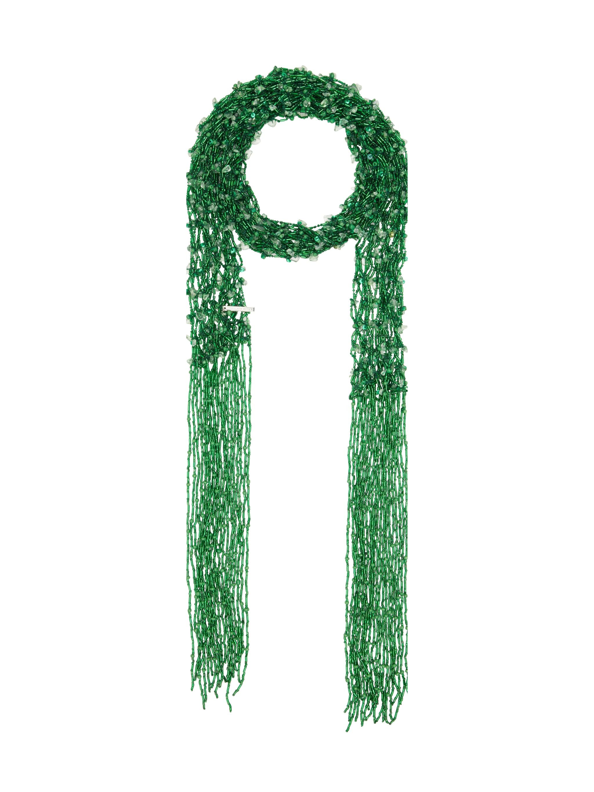 Collana con sciarpa di perline e frange