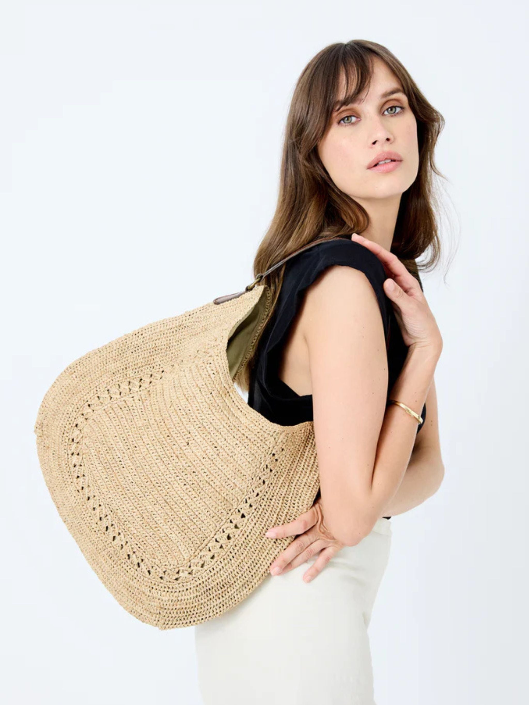 Borsa hobo Meva in rafia