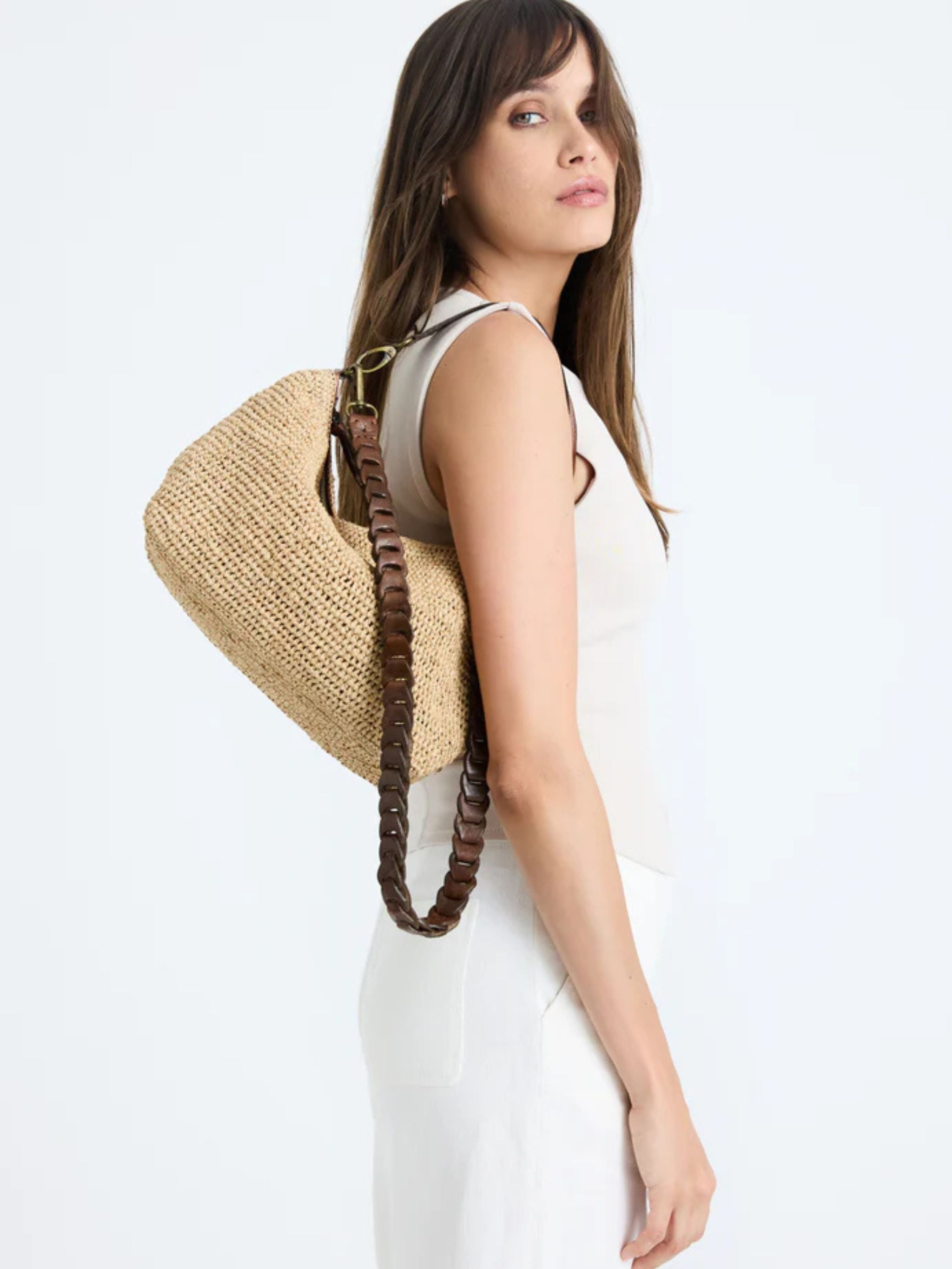 Borsa con tracolla in rafia Mihaja Tea