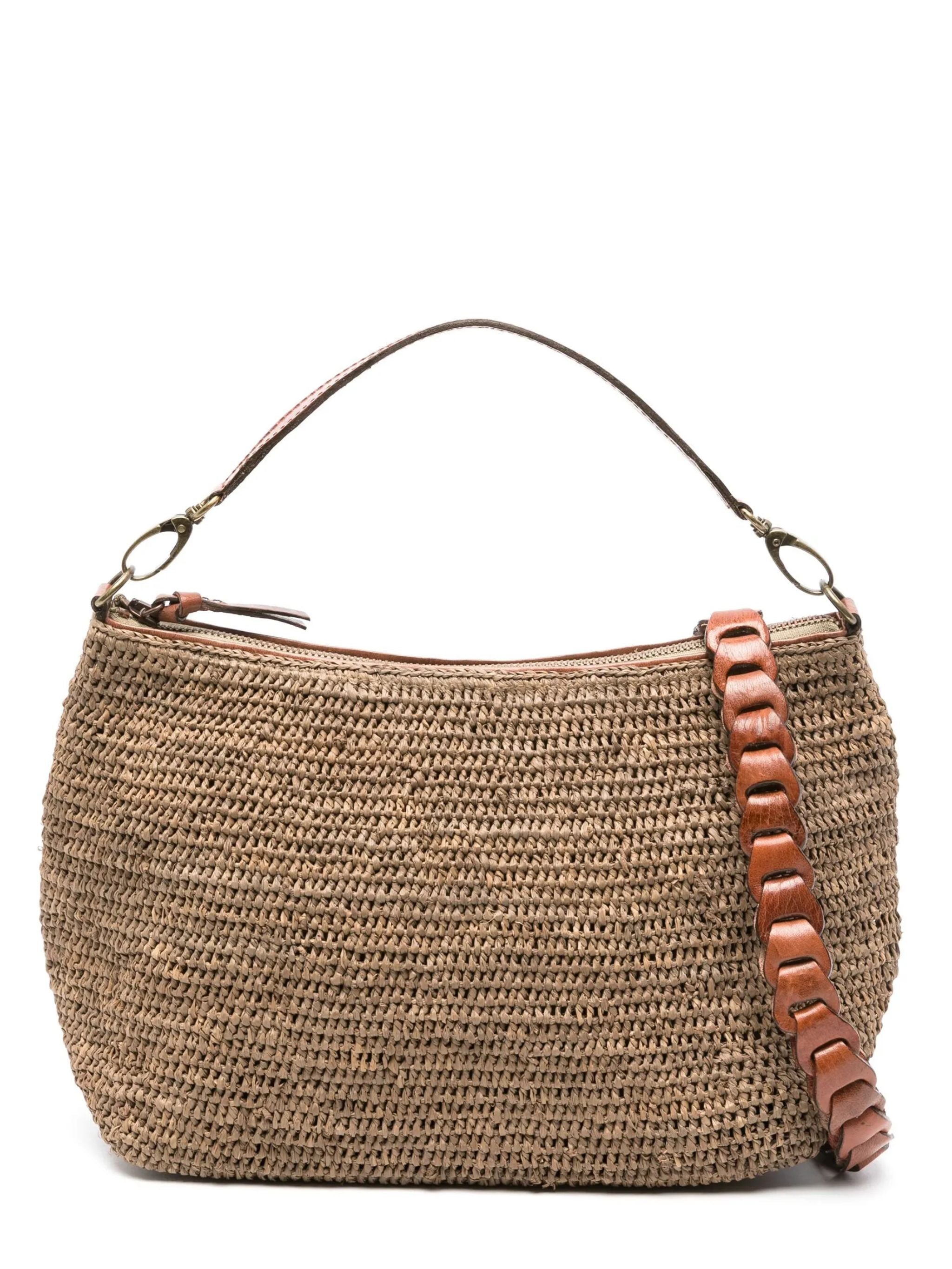 Borsa con tracolla in rafia Mihaja Dark Tea