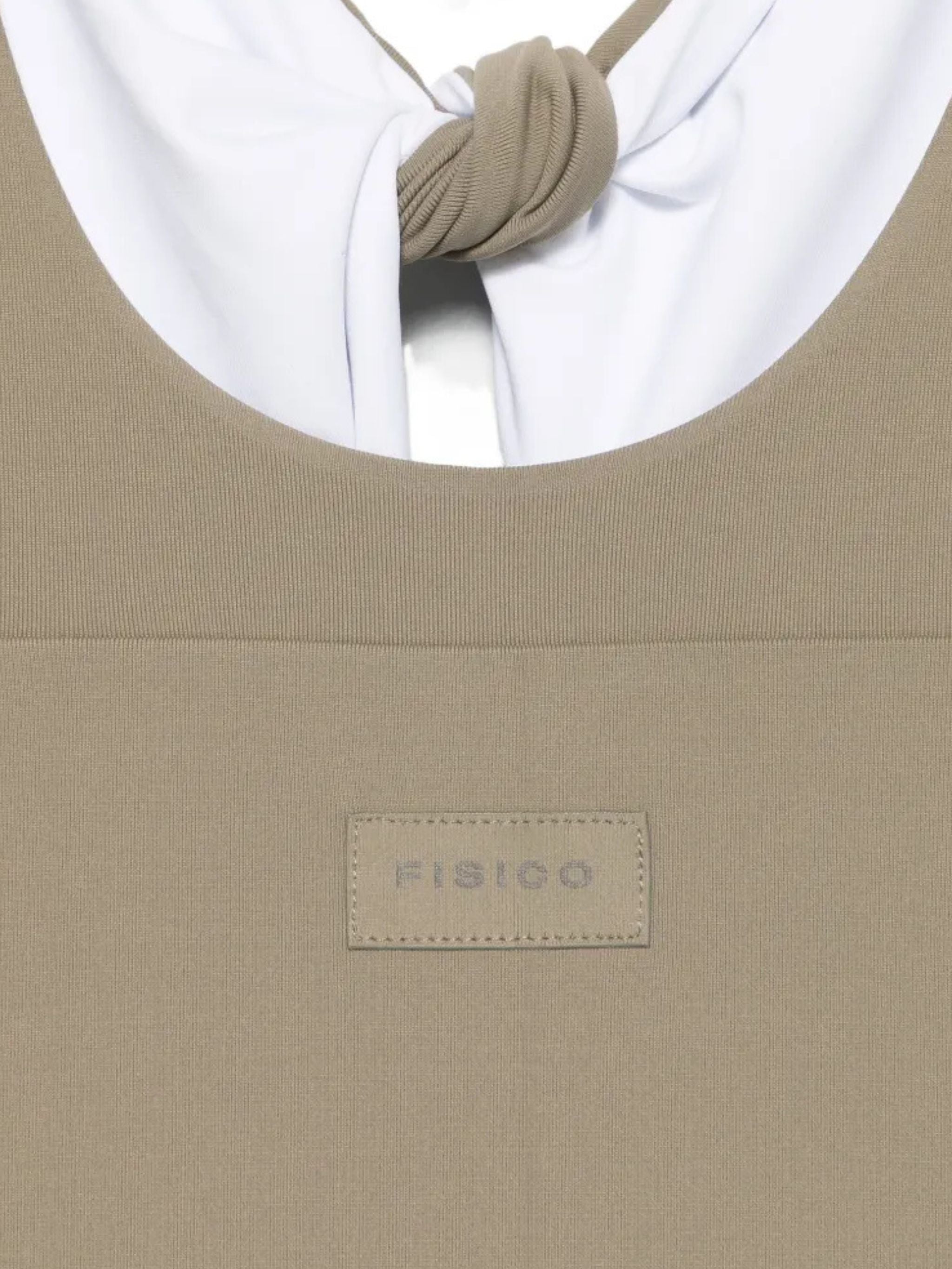 Costume intero bicolore reversibile sabbia/bianco