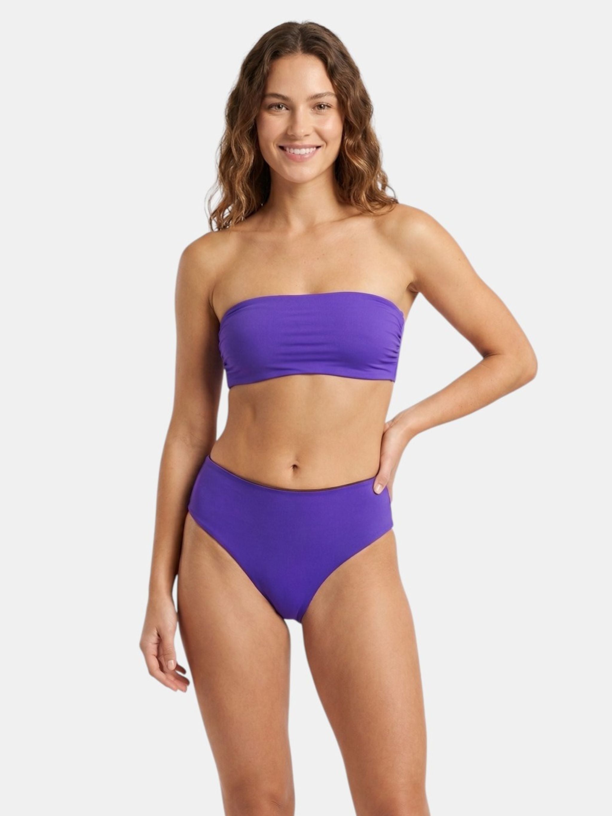 Bikini bicolore a fascia color Viola/Caffé