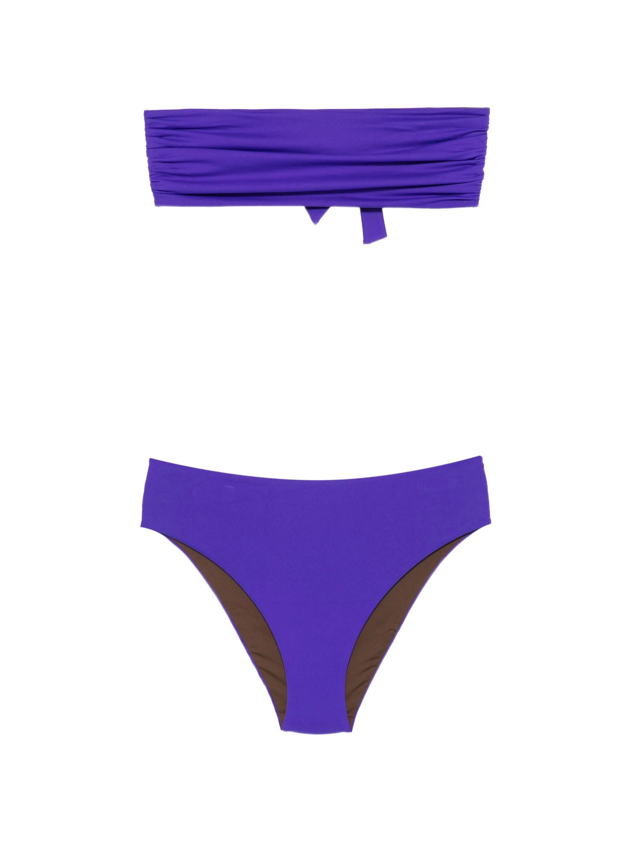 Bikini bicolore a fascia color Viola/Caffé