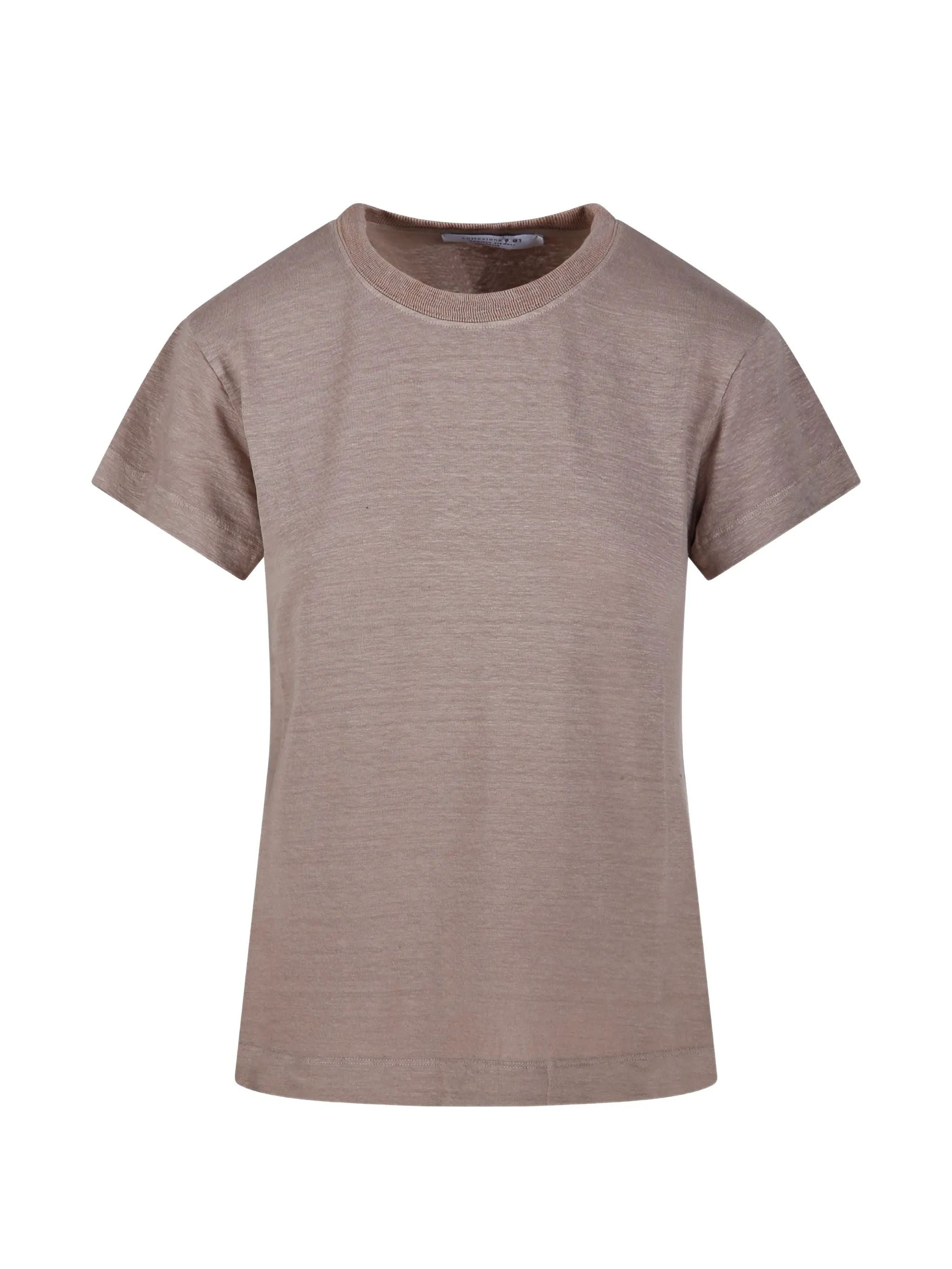 T SHIRT GIROCOLLO MM IN LINO