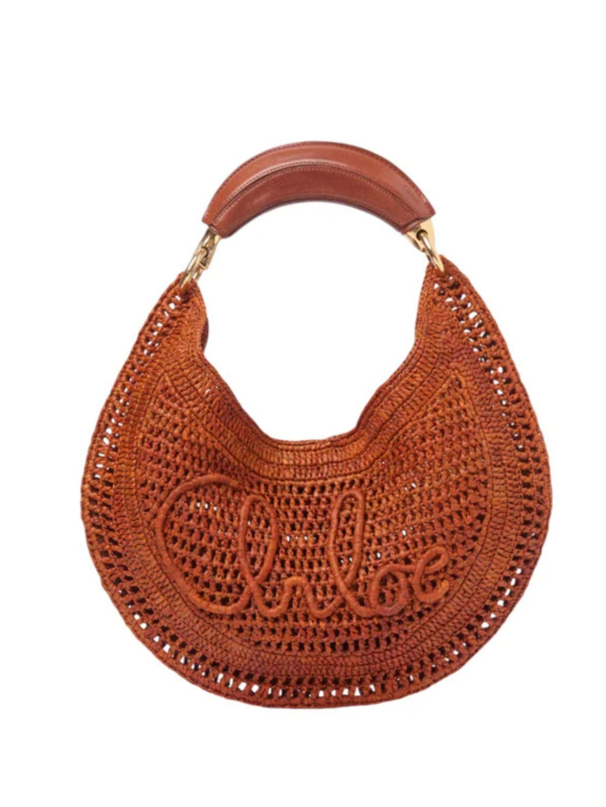 Borsa Hobo Summer Banana in rafia - Clay Brown