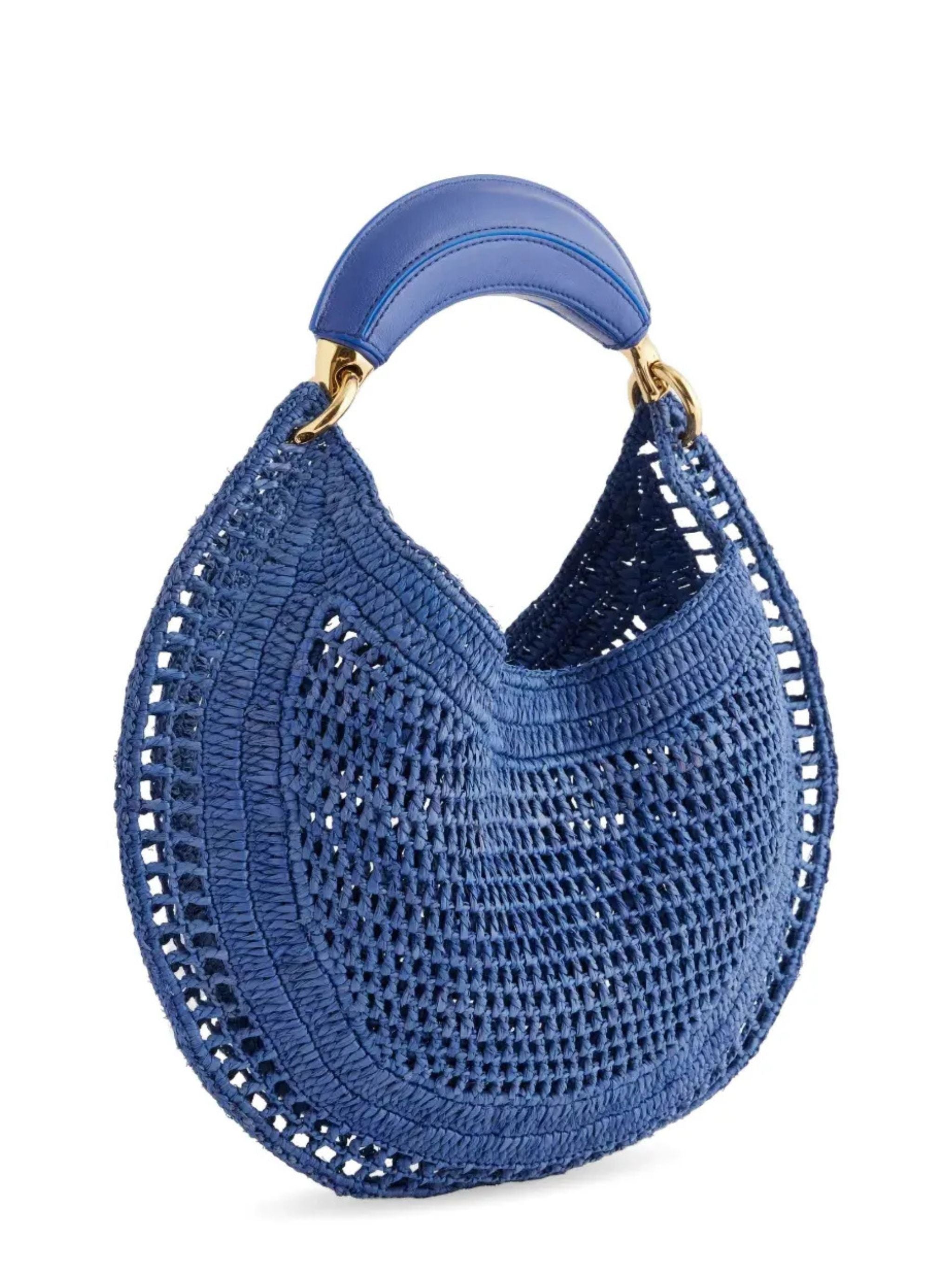 Borsa Hobo Summer Banana in rafia - Evening blue