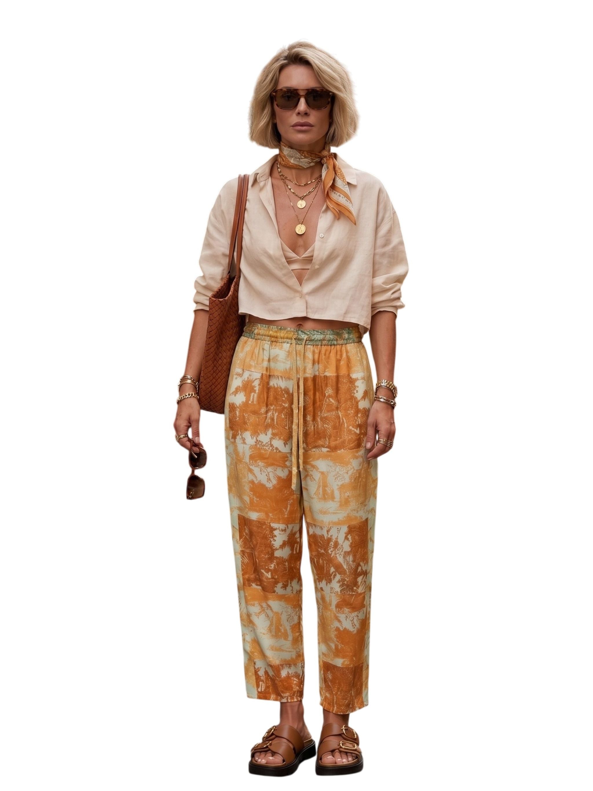 Pantalone con stampa in Seta