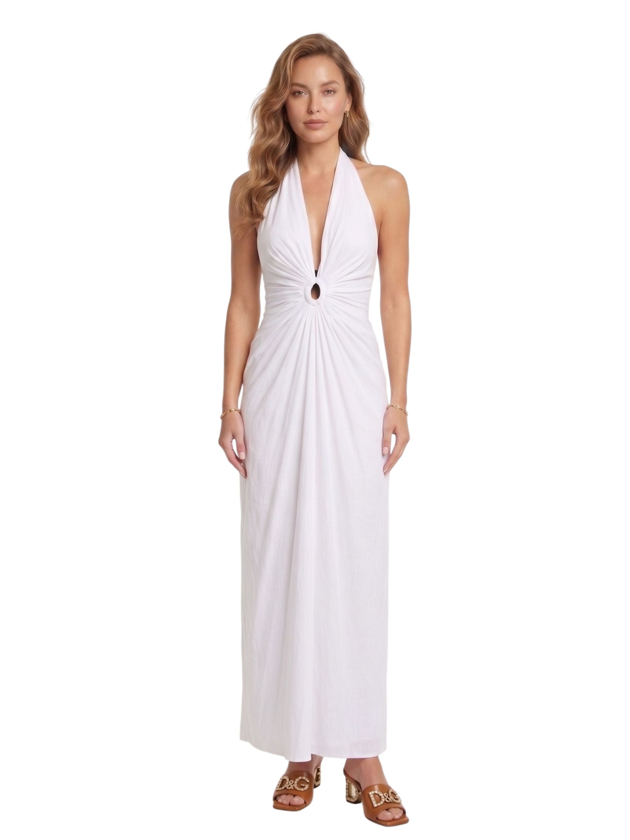 Copricostume con scollo all`americana Bianco