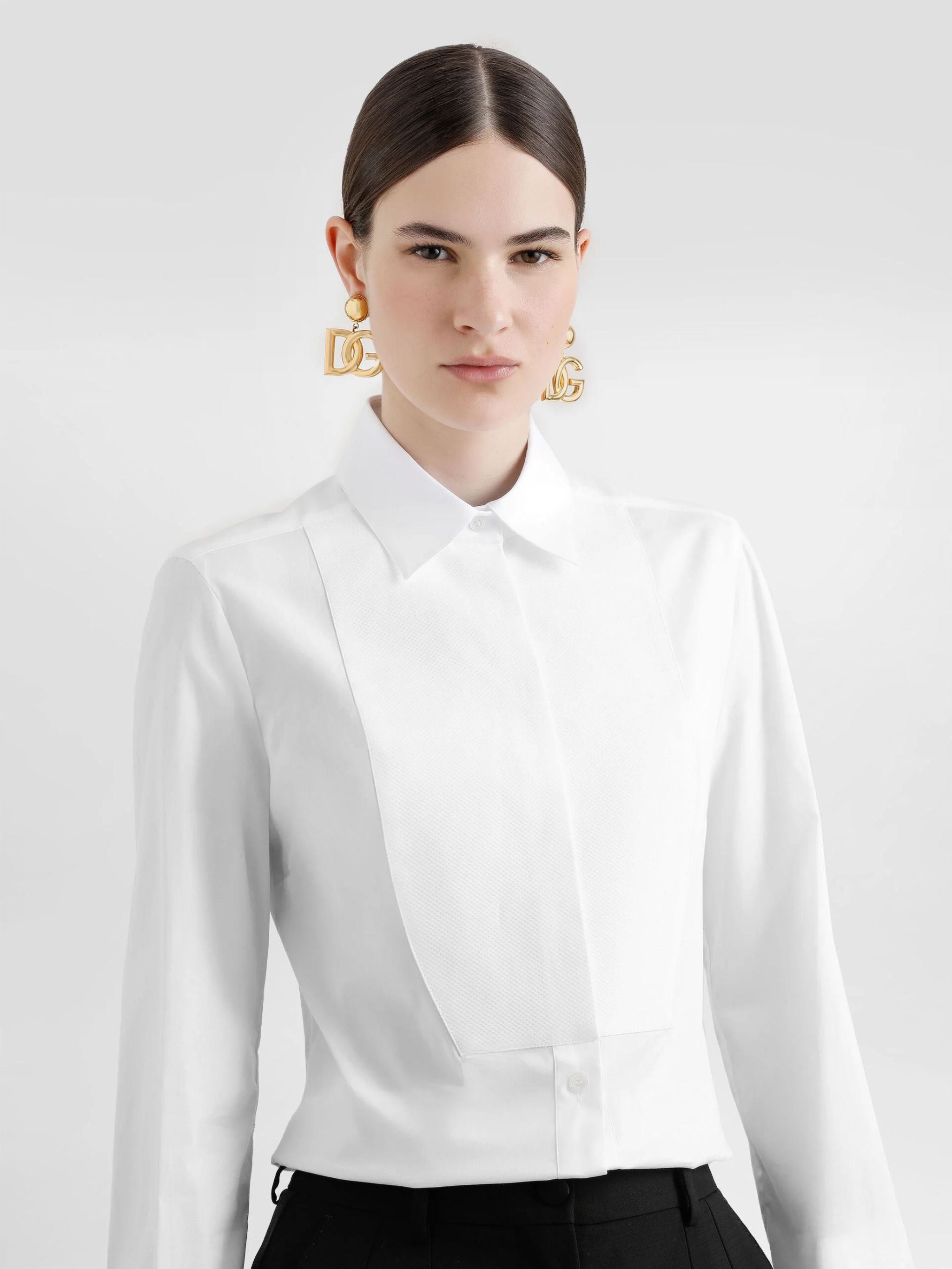 Camicia smoking in popeline stretch
