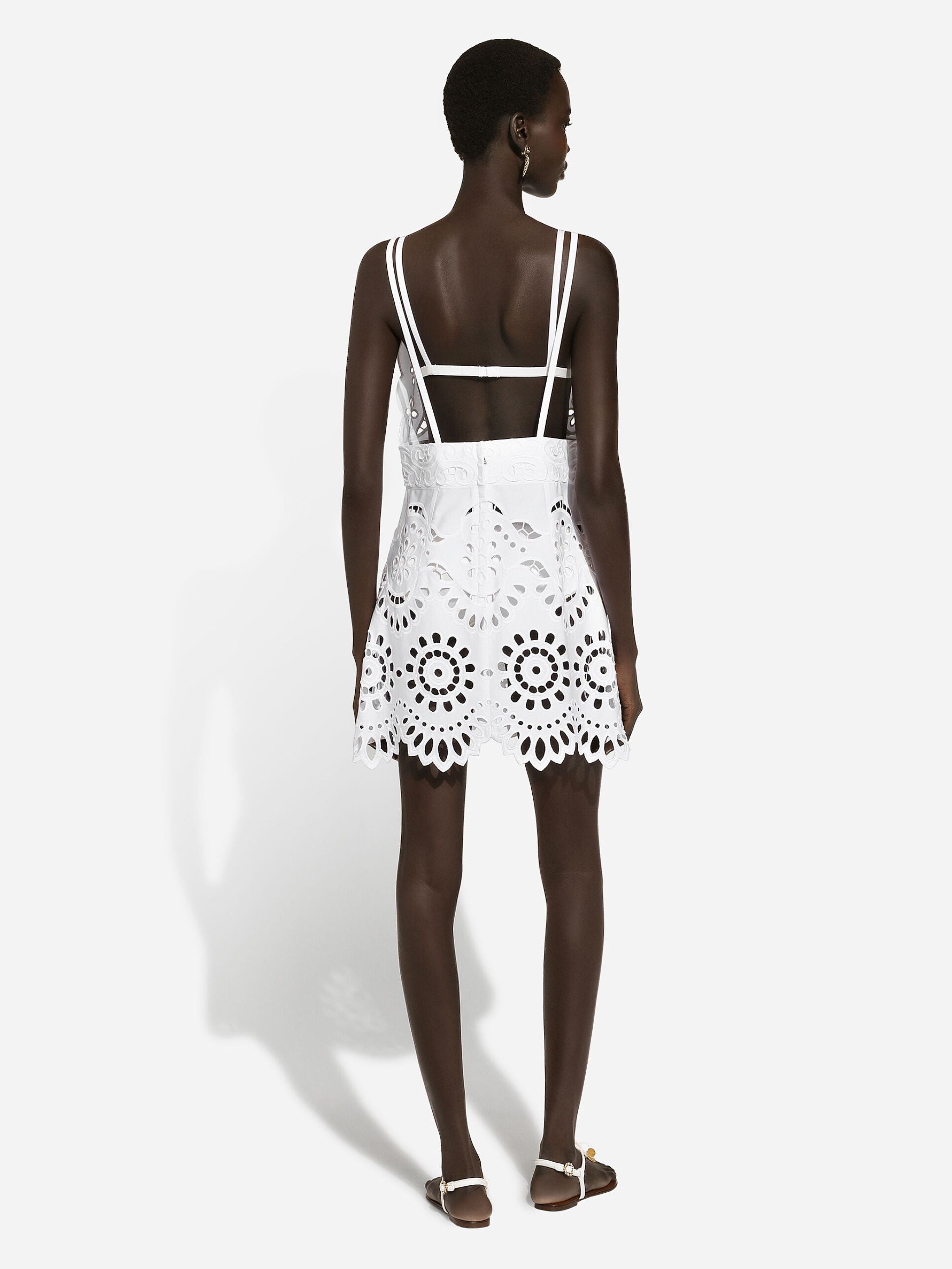Minidress in popeline di cotone con spalline e dettagli cut-out