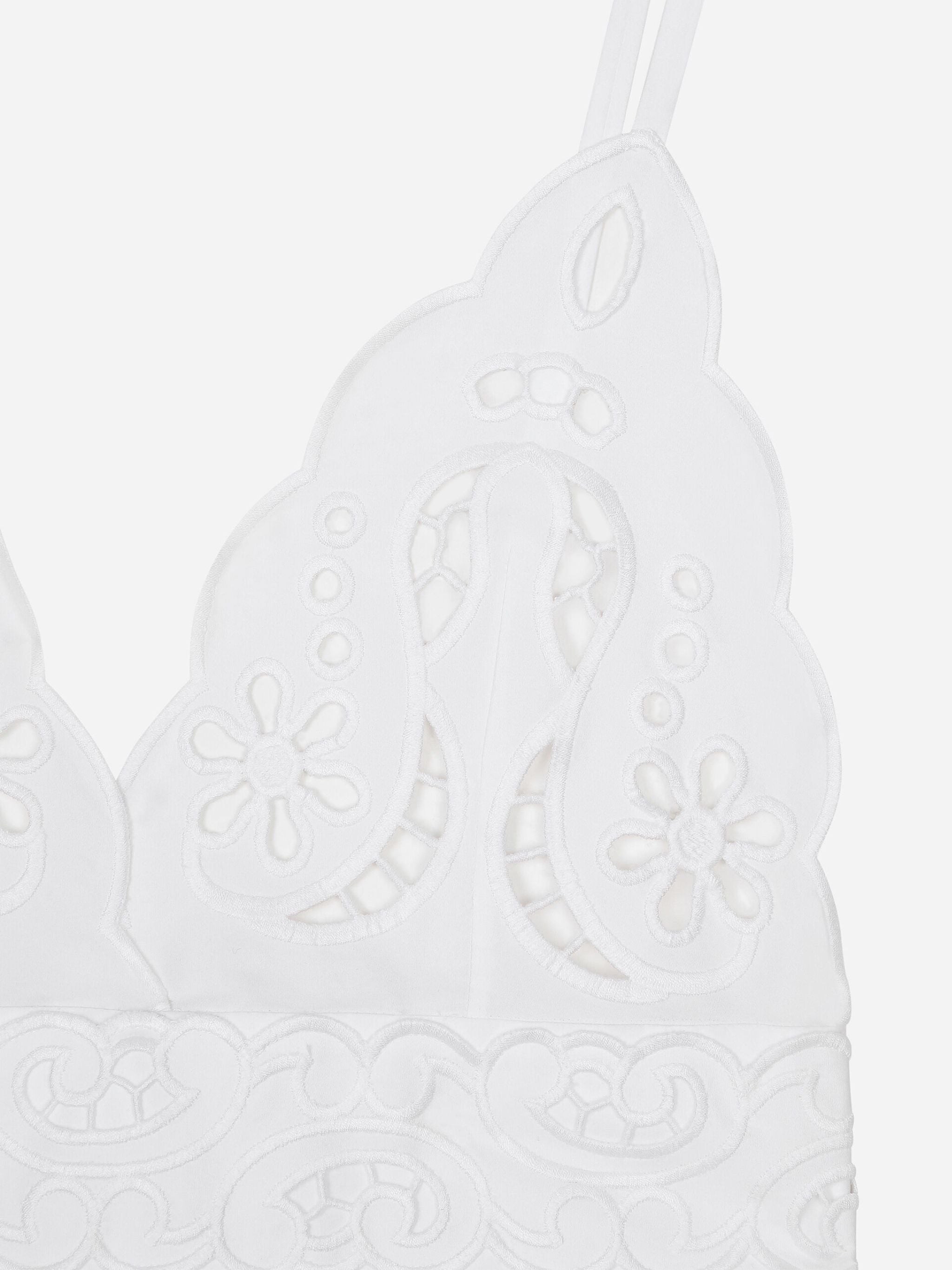 Minidress in popeline di cotone con spalline e dettagli cut-out