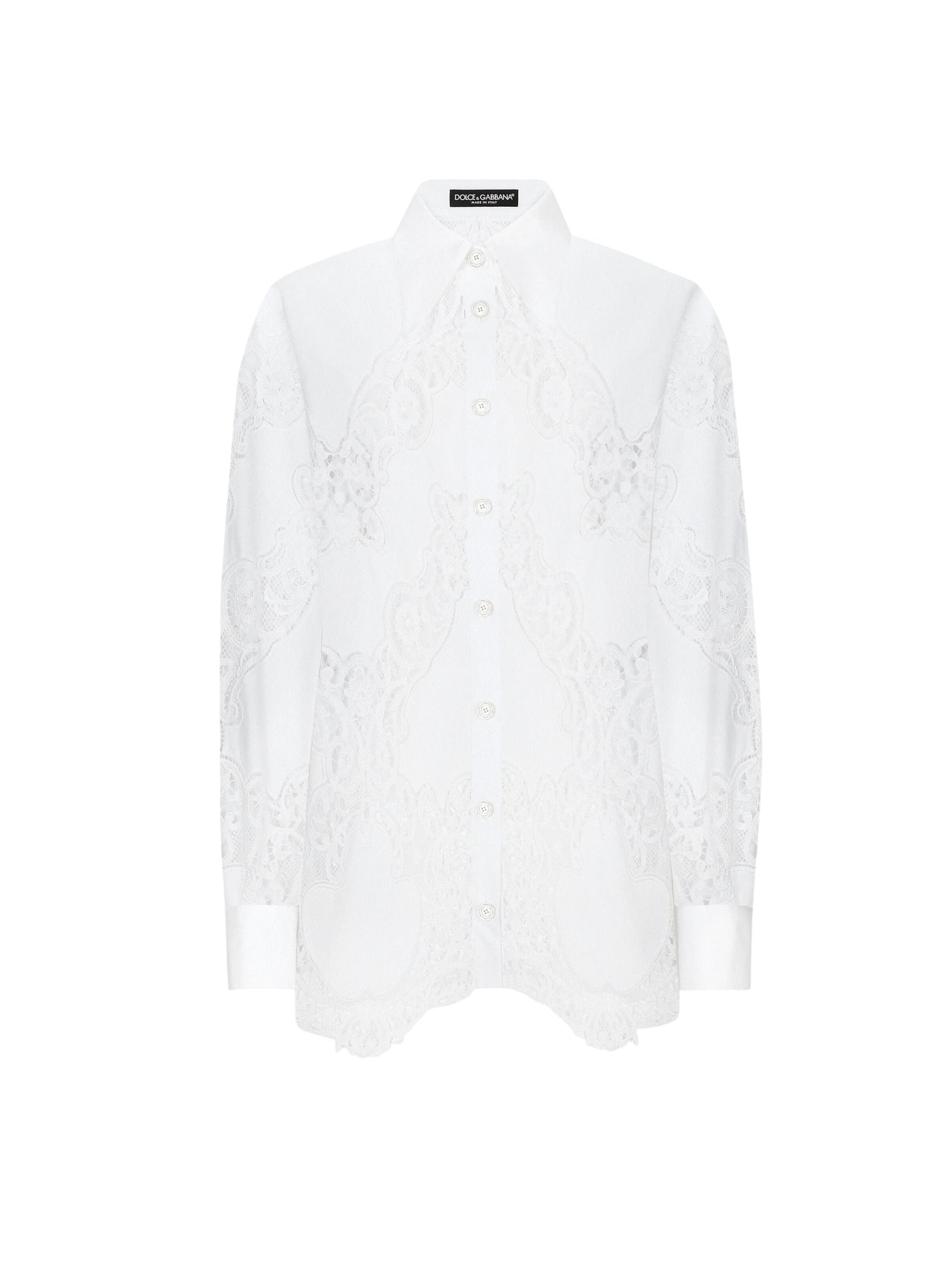 Camicia in cotone con ricamo intaglio floreale