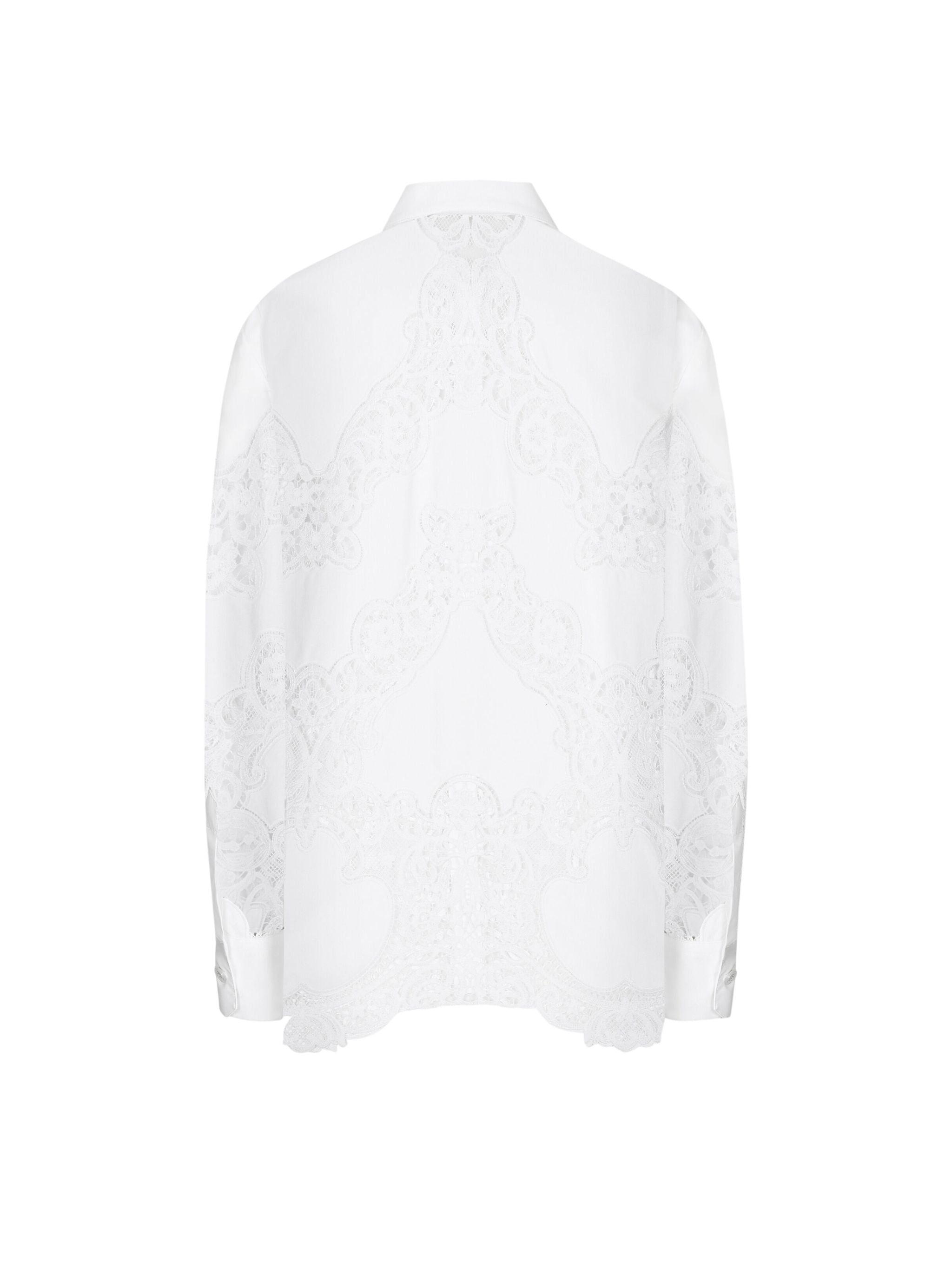 Camicia in cotone con ricamo intaglio floreale