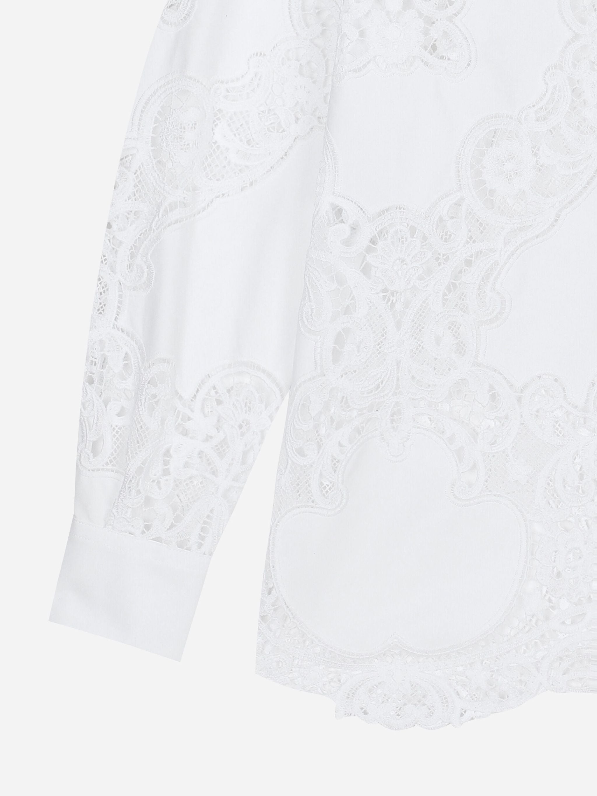 Camicia in cotone con ricamo intaglio floreale