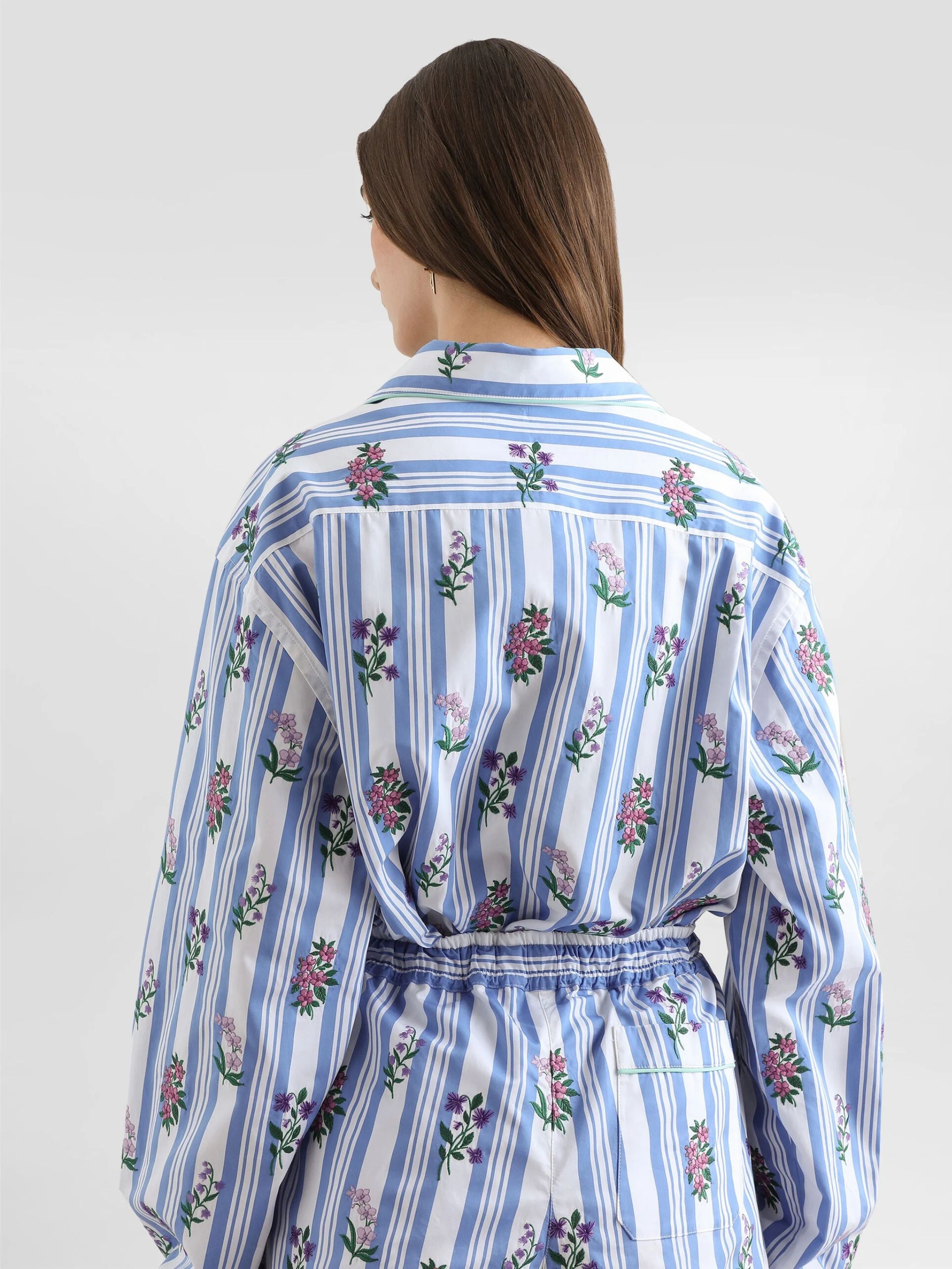 Poplin shirt with flower embroidery