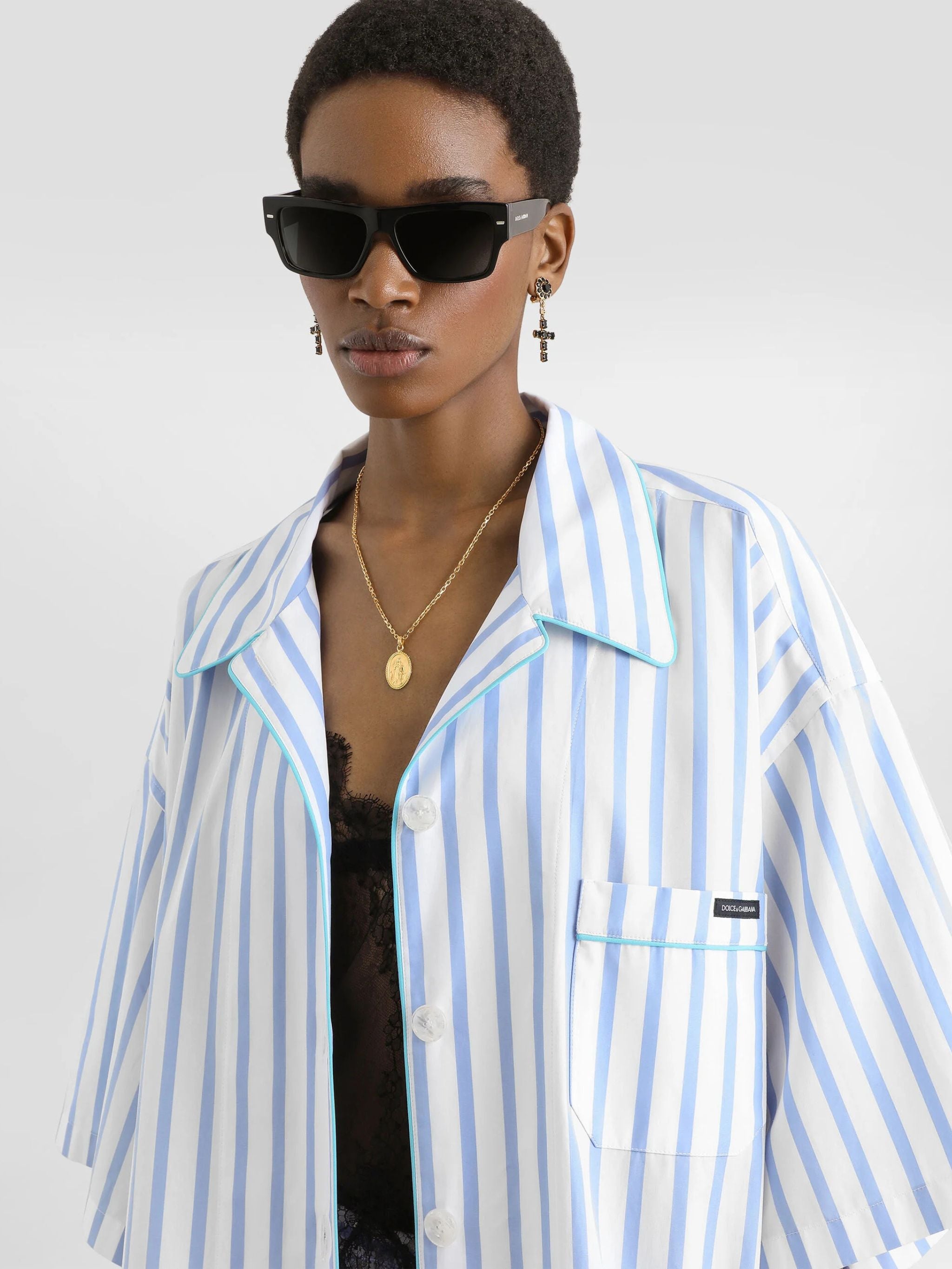 Camicia in popeline rigato