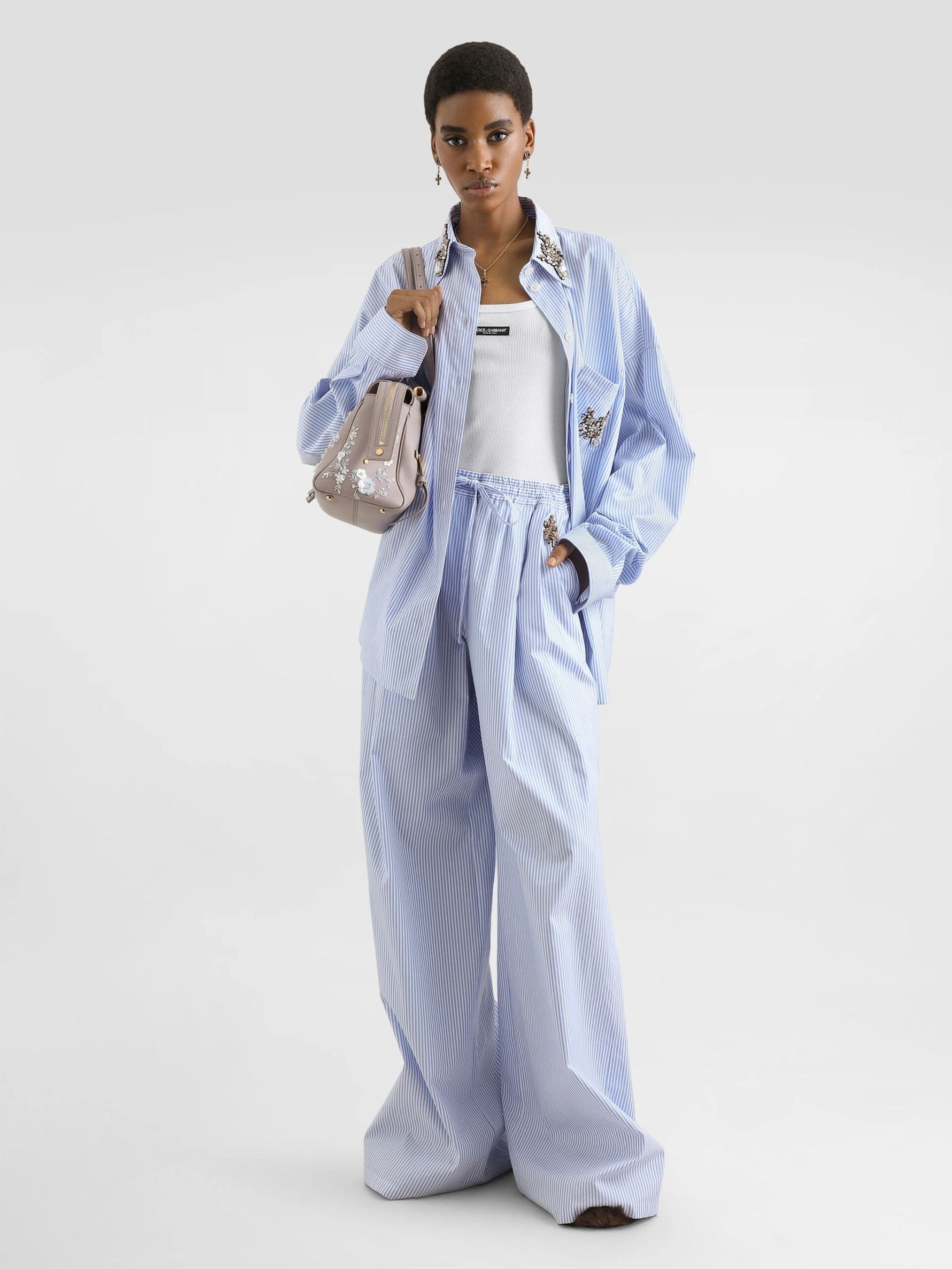Striped poplin shirt