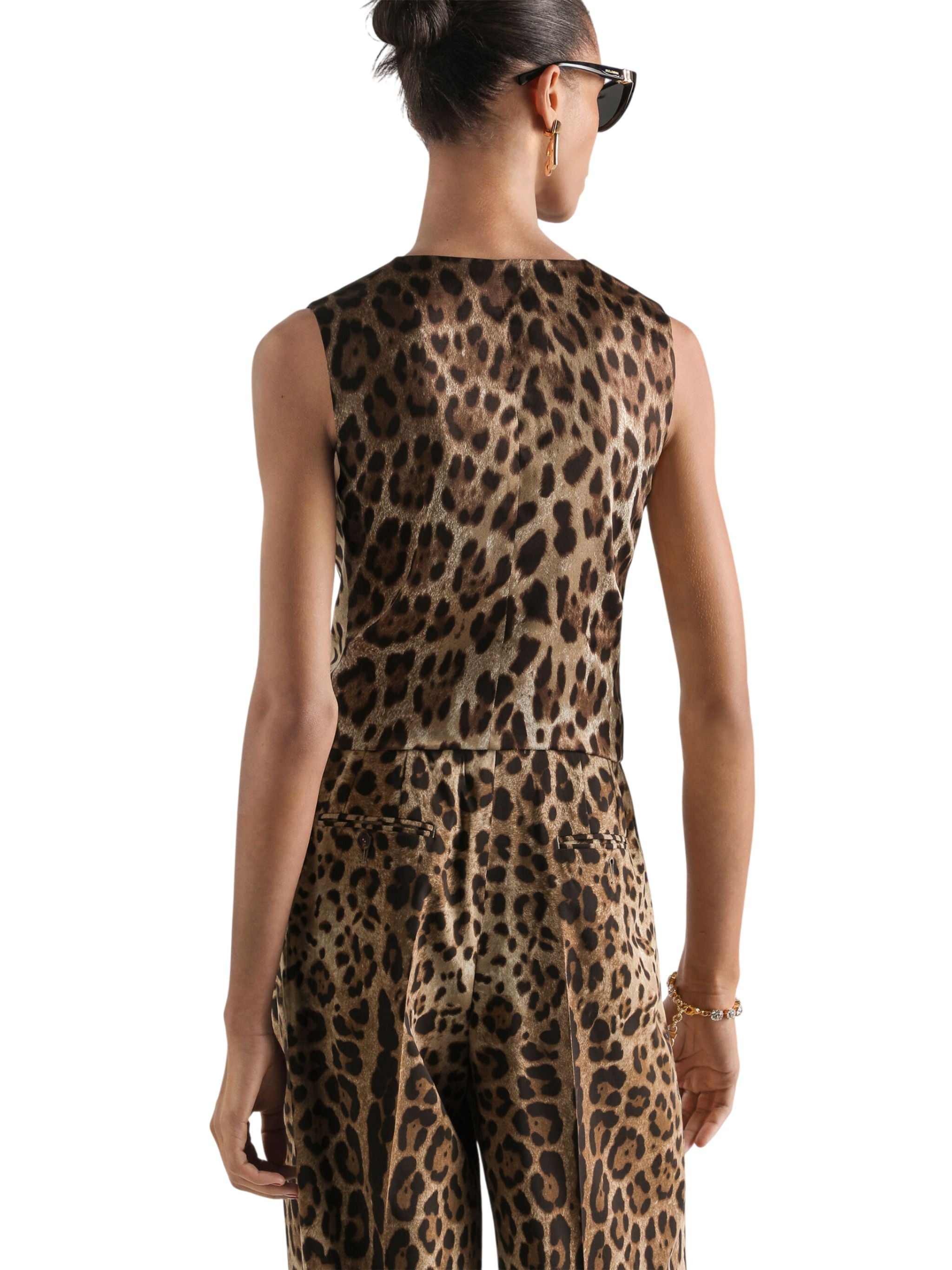 Gilet in lana stampa leo