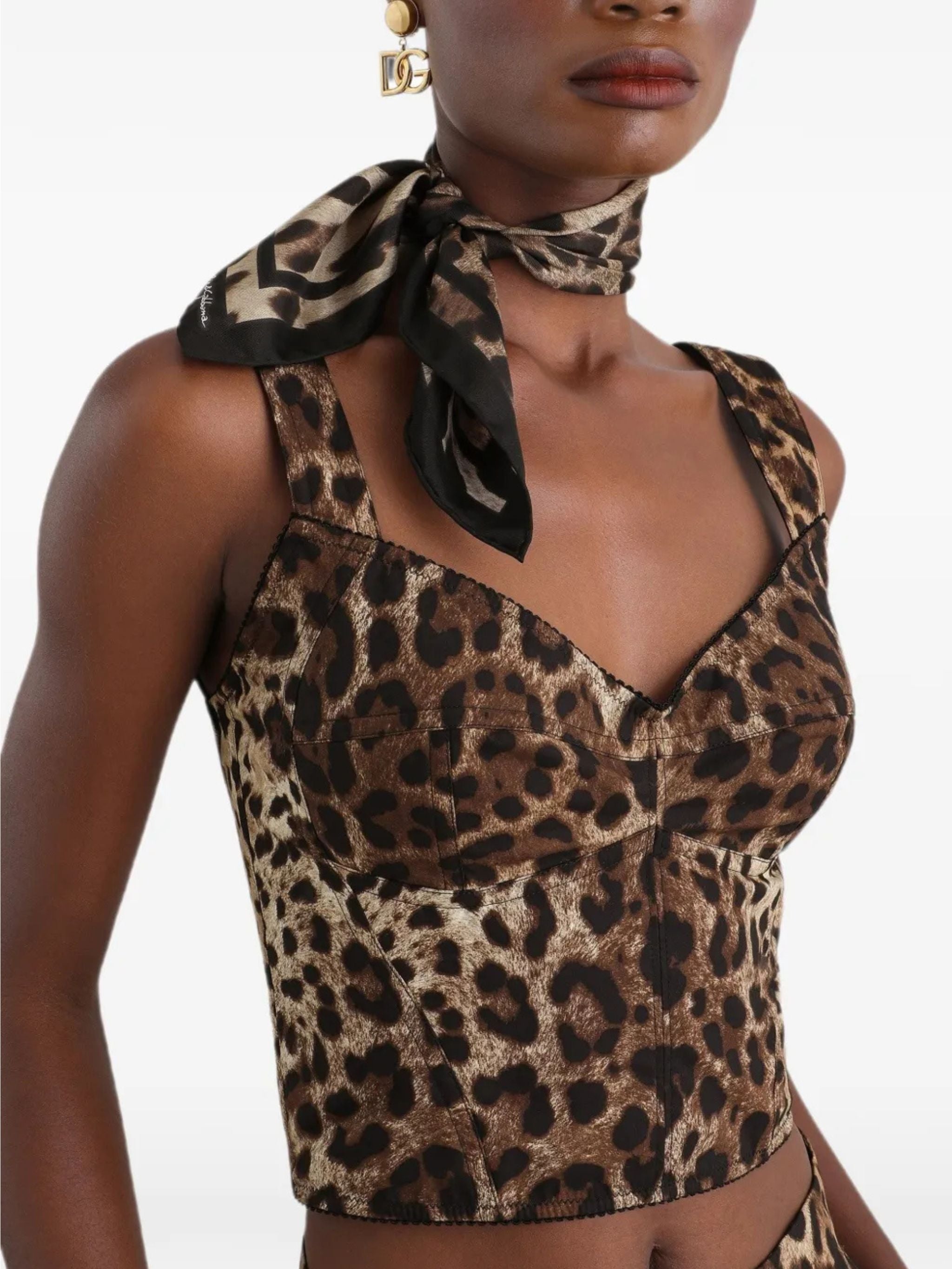 Top in popeline con stampa Leopardata