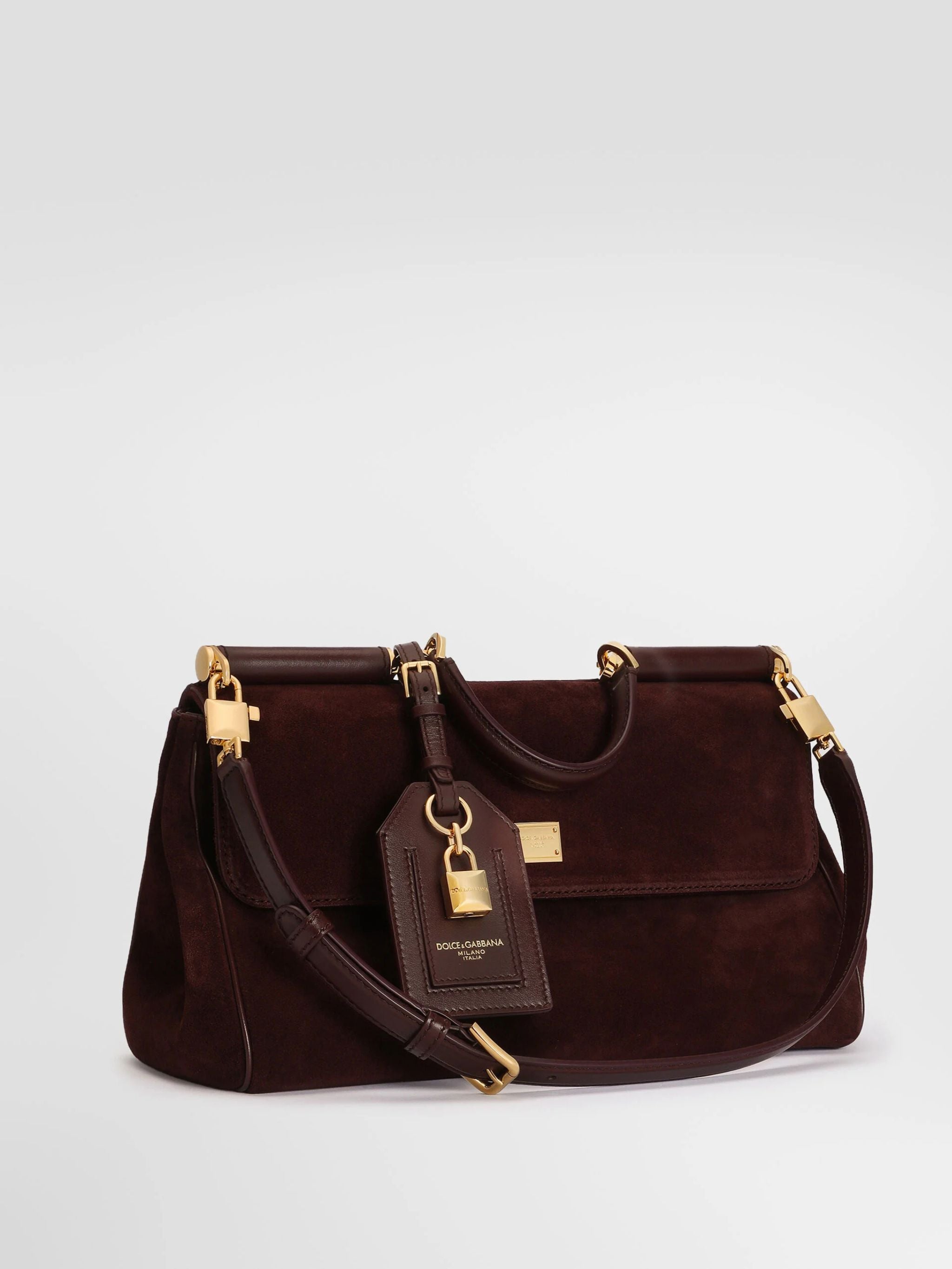 Borsa a mano My Sicily media in suede bordeaux