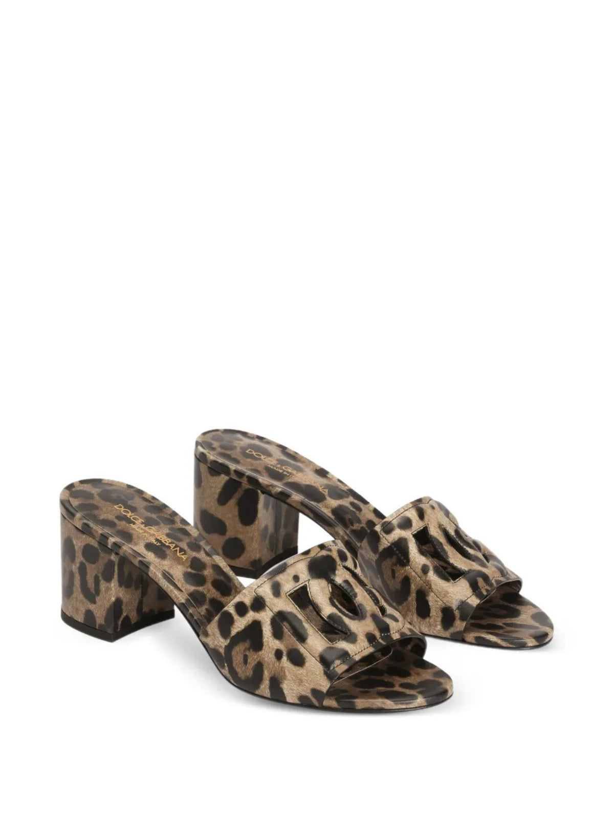 Mules in pelle di vitello con stampa