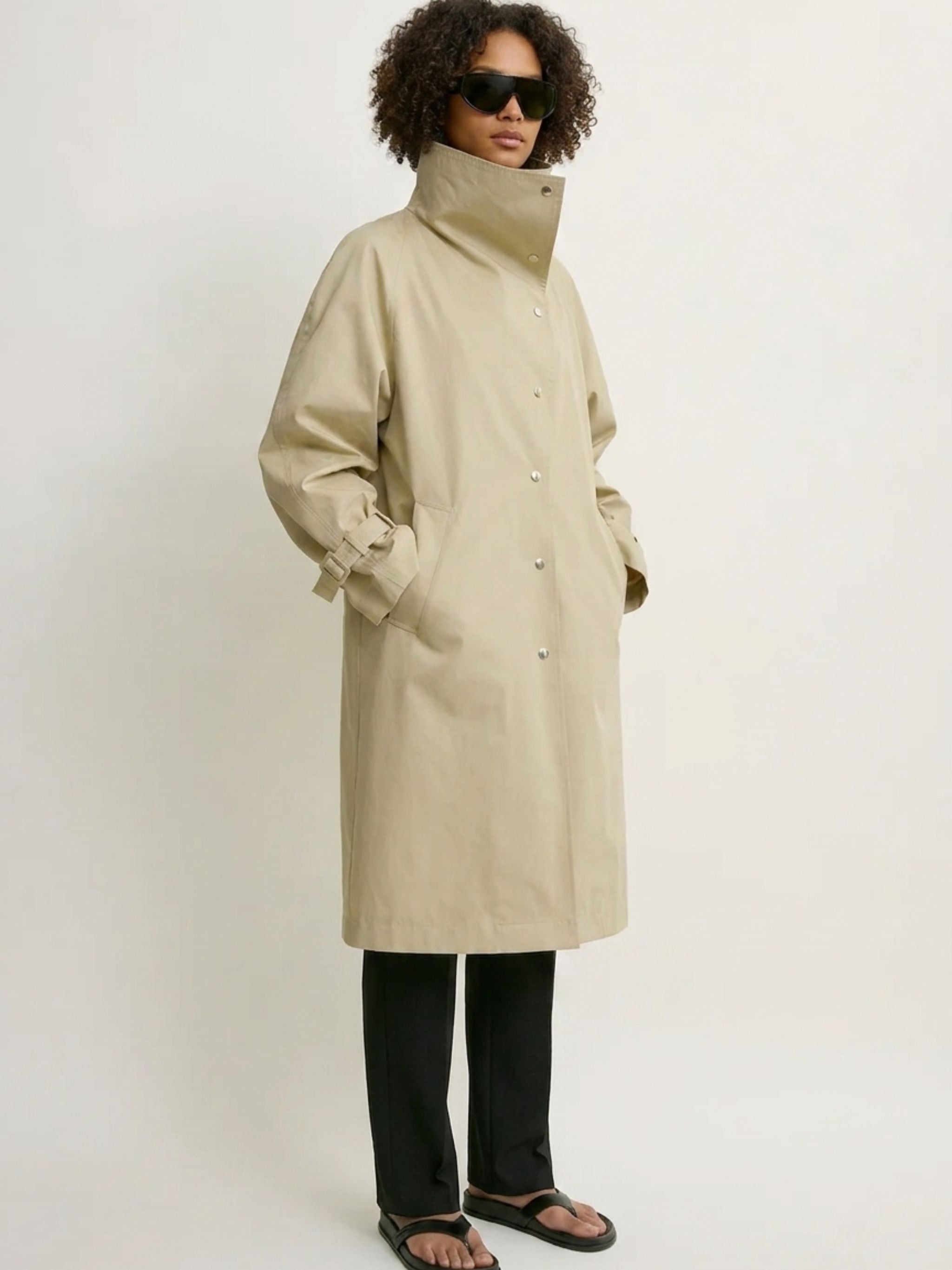 Trench oversize beige in cotone