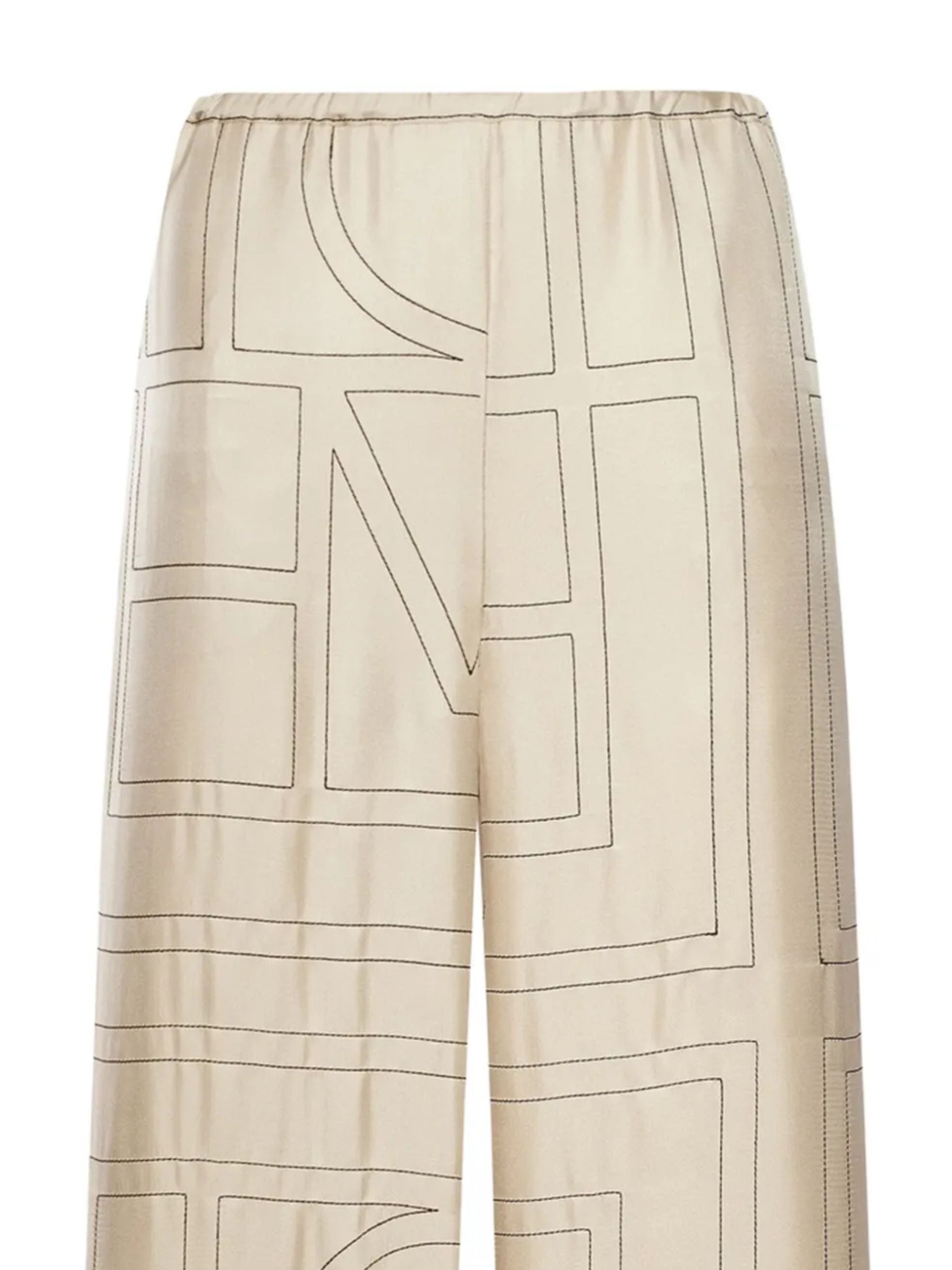 Pantaloni da pigiama con monogramma color avorio