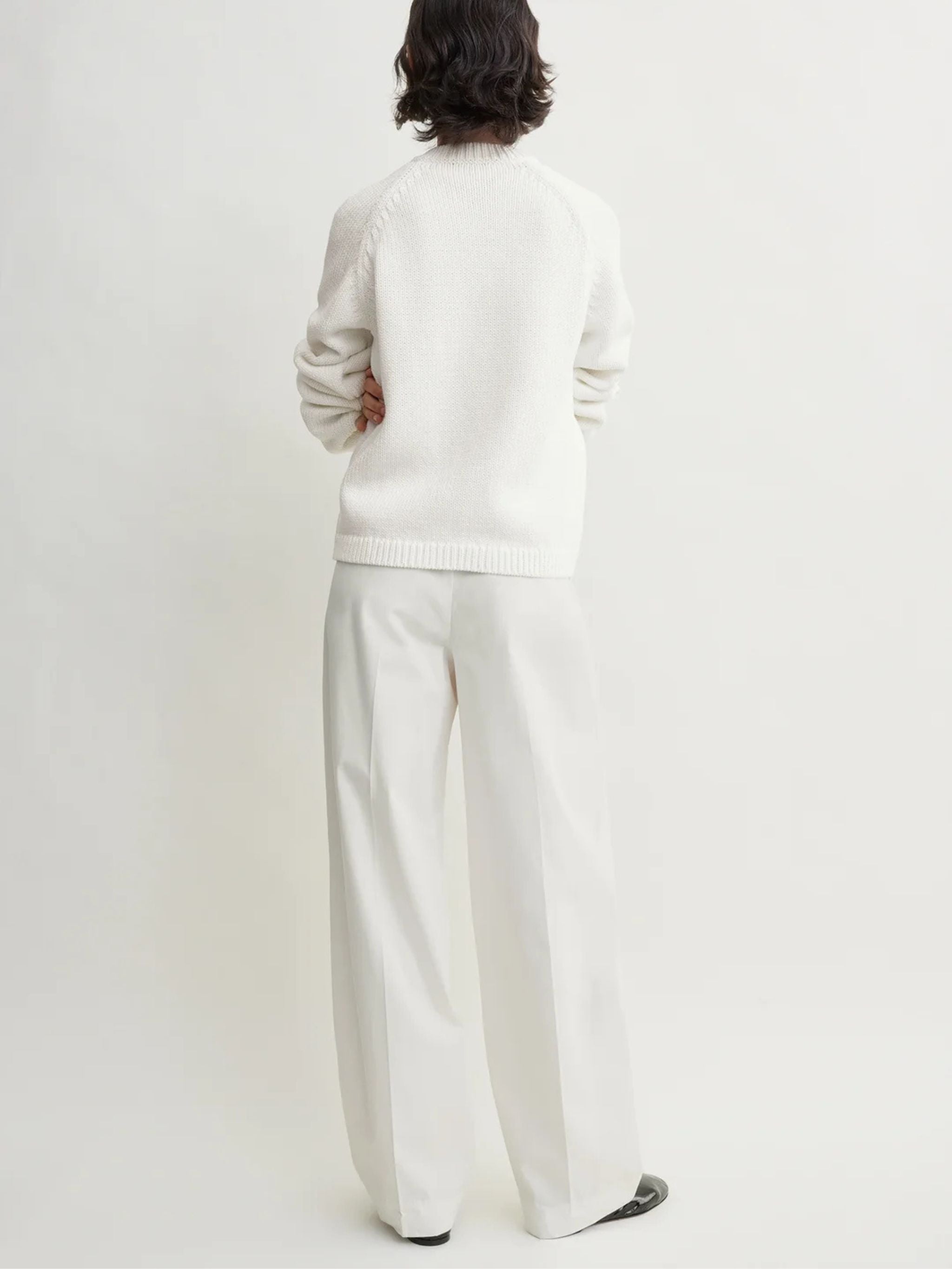 Hammered button cotton cardigan white