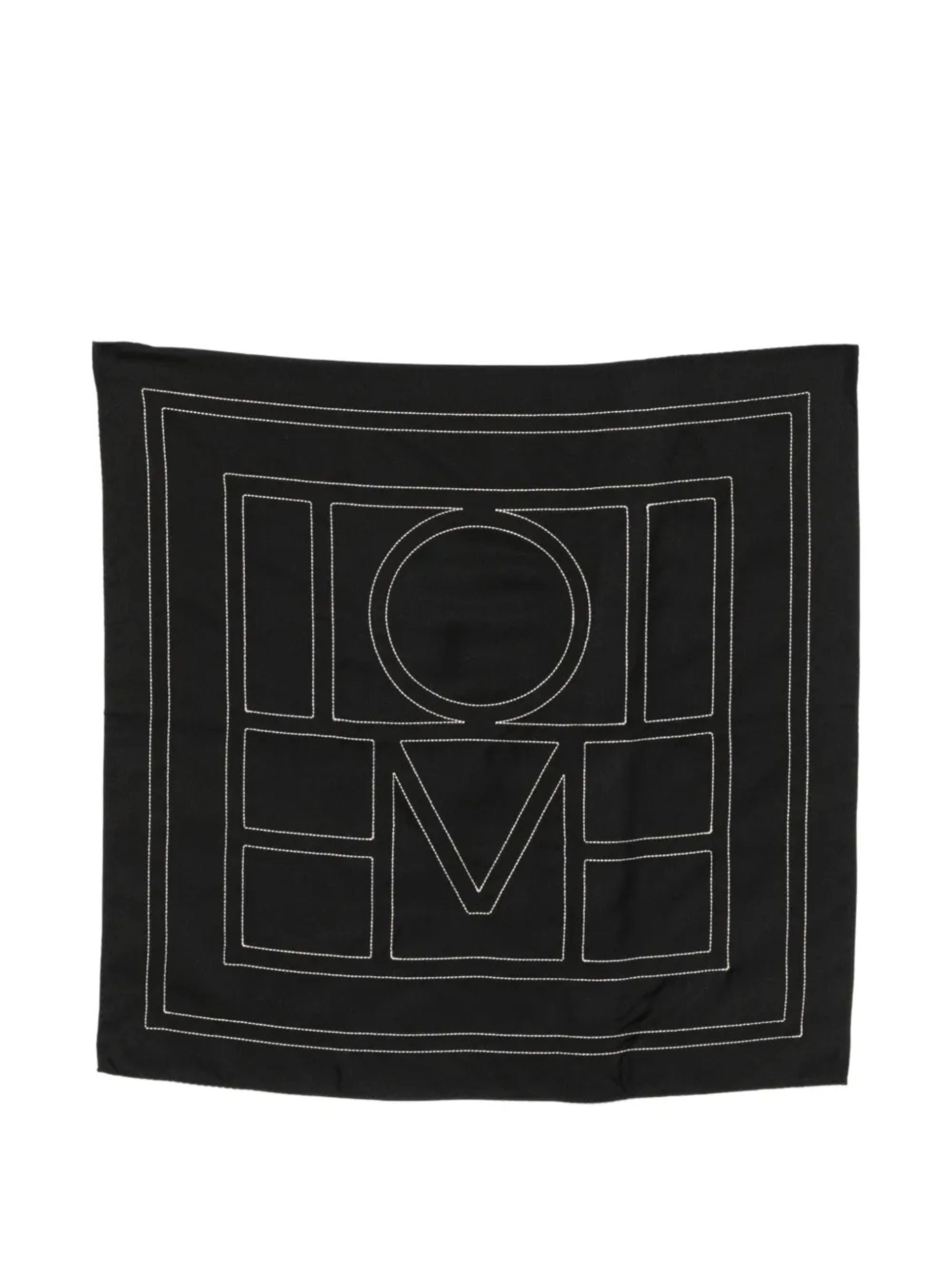 Bandana di seta nera con monogramma ricamato