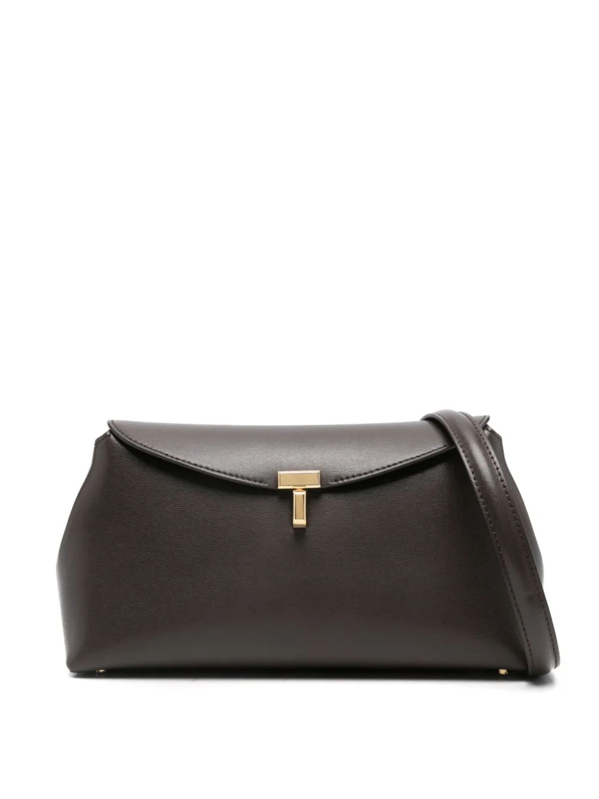 T LOCK LEATHER CLUTCH