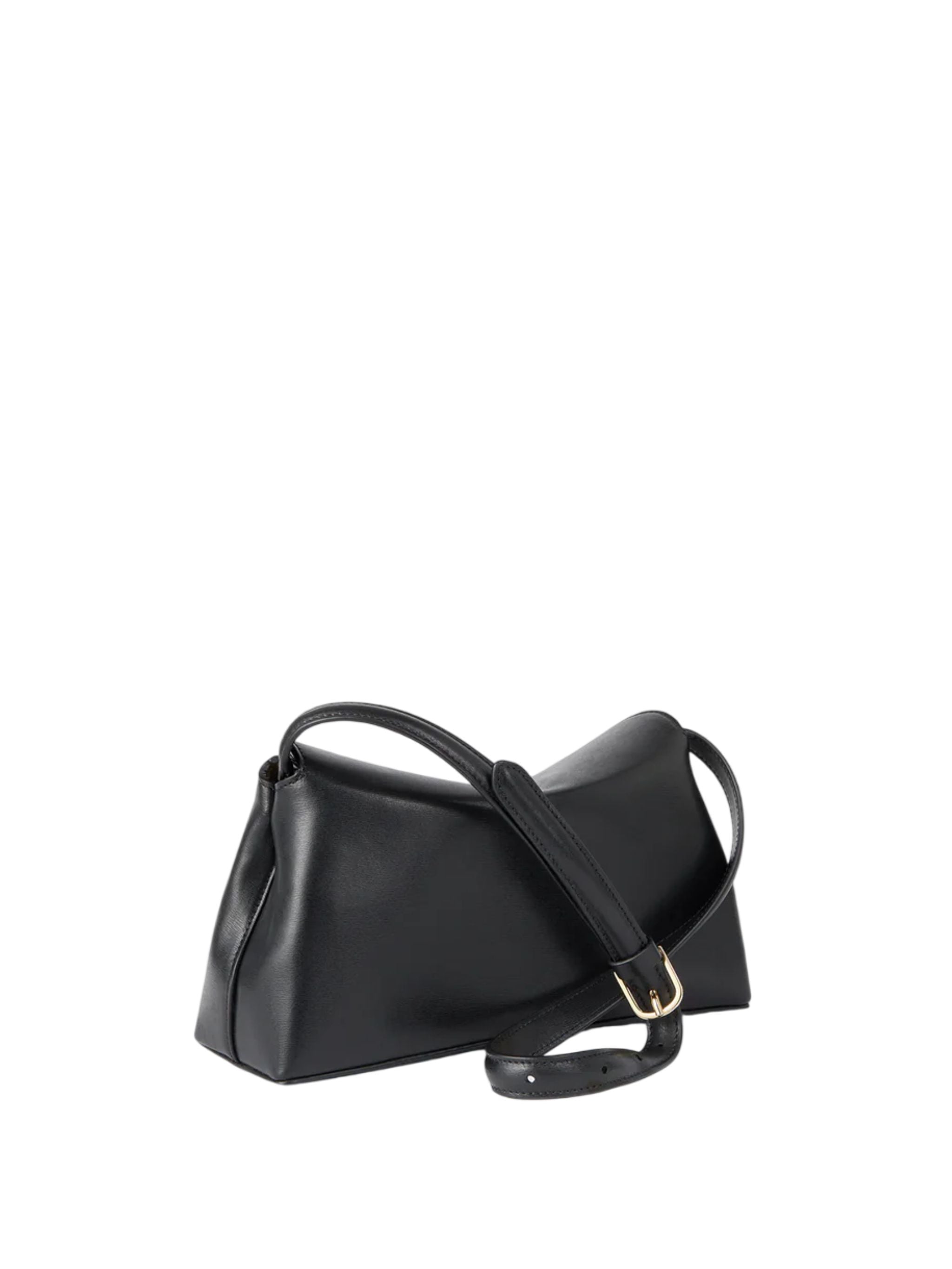 Pochette in pelle nera con chiusura a T