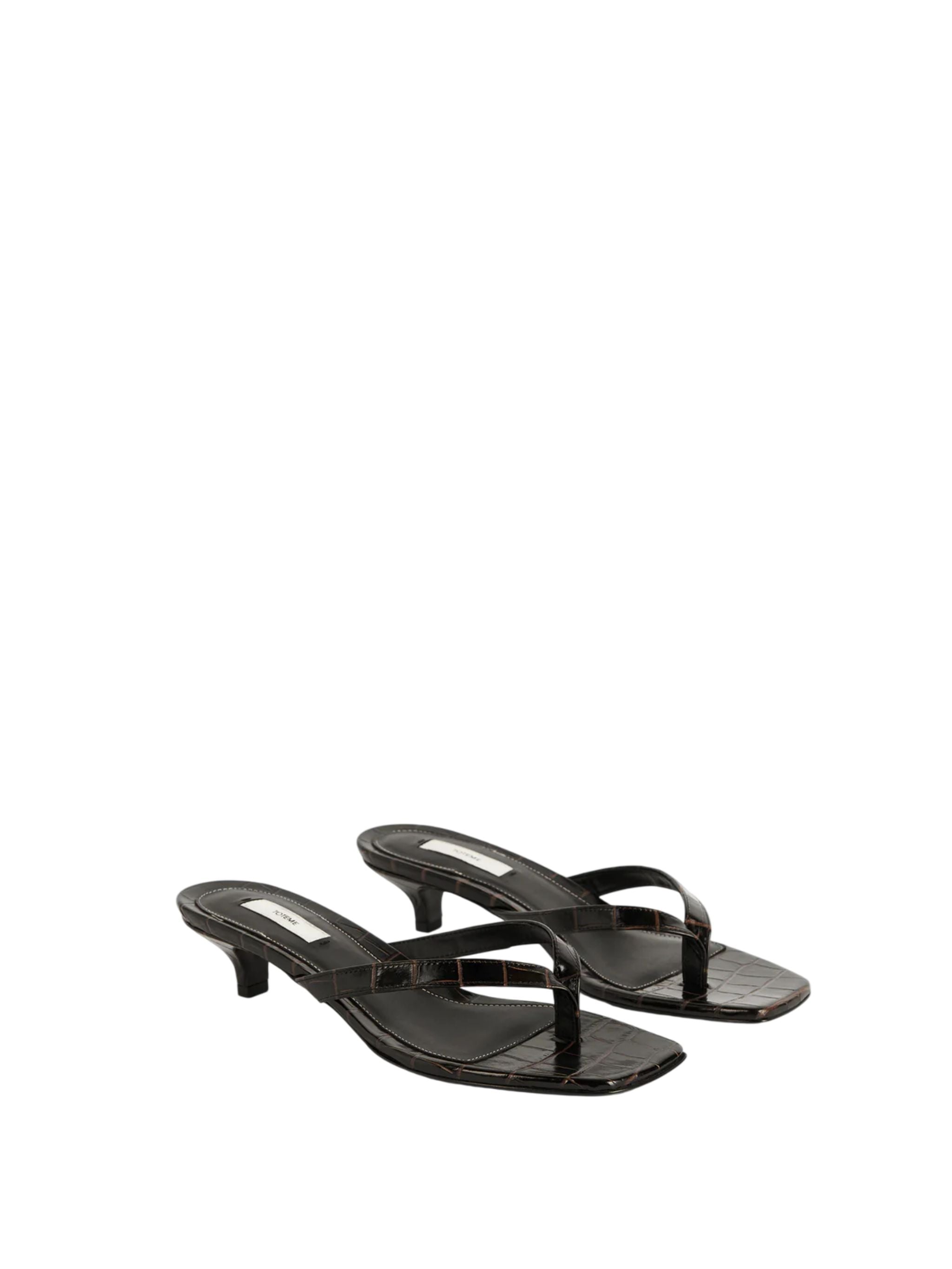 CROCO EMBOSSED HEELED FLIP FLOP