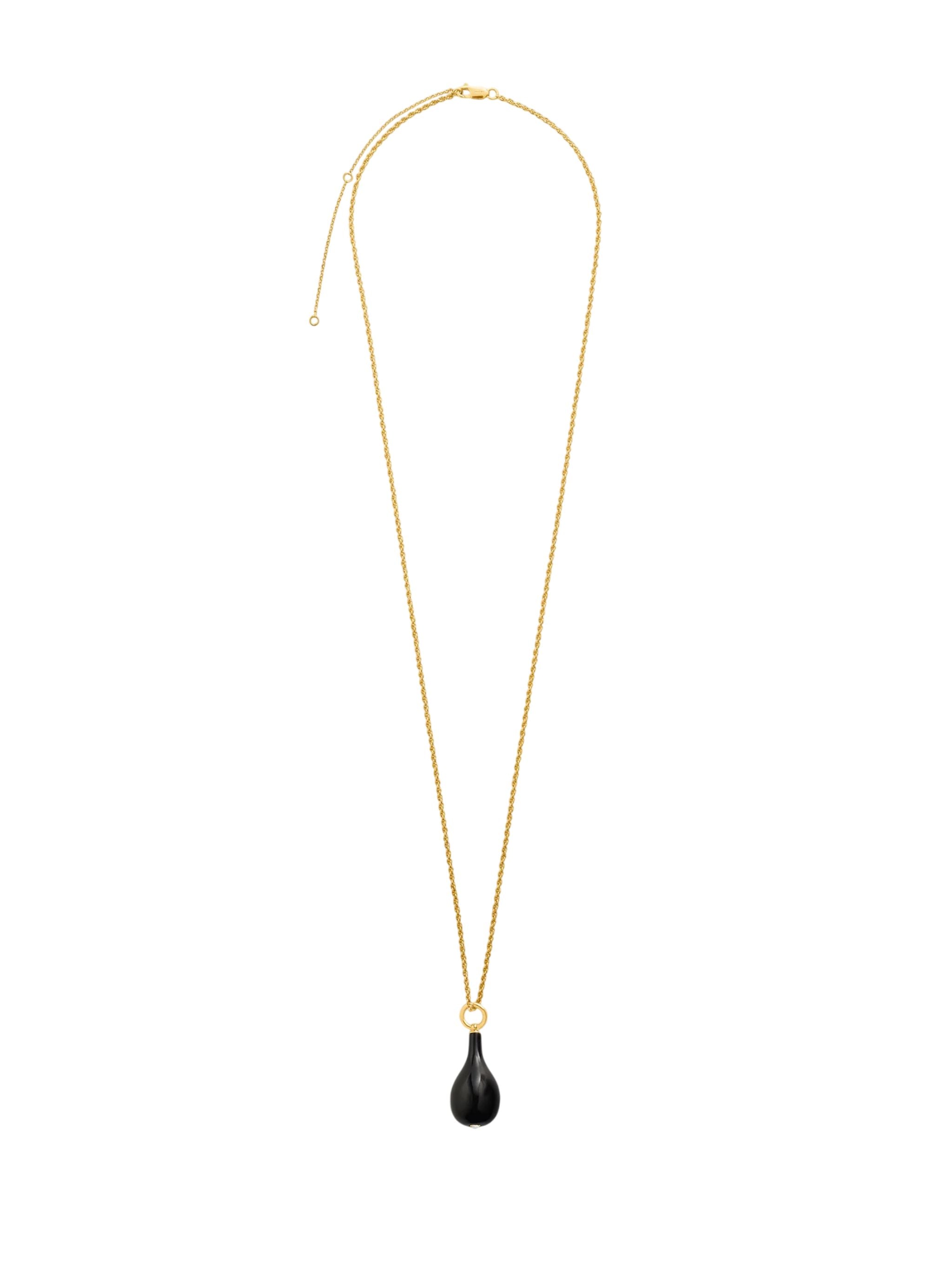 Collana con pendente medio in onice nero/oro