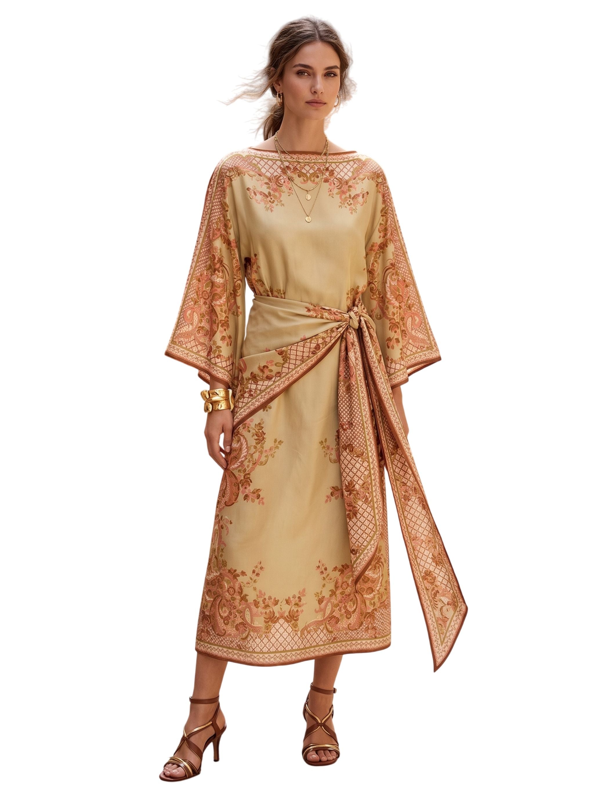 Abito midi con stampa paisley