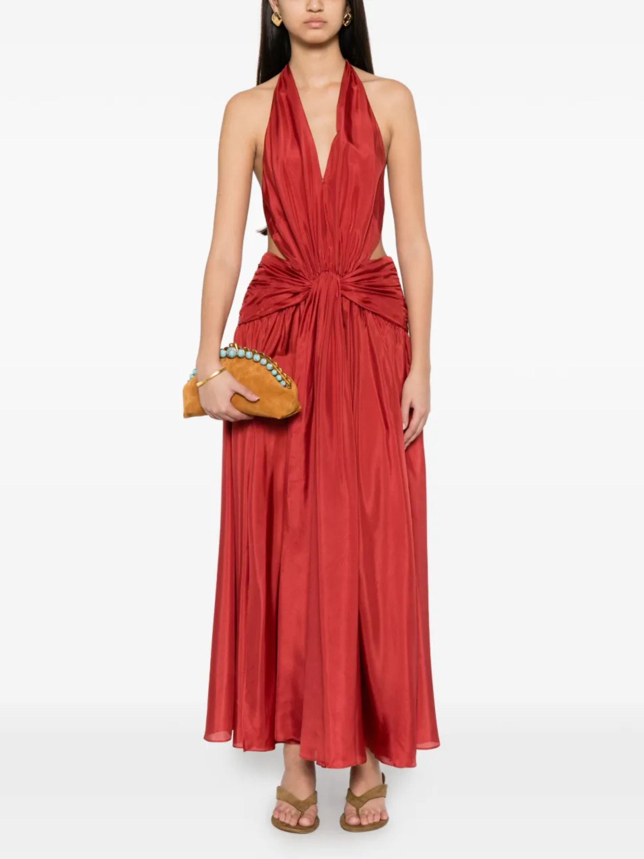 Maxi abito con scollo all`americana Indra