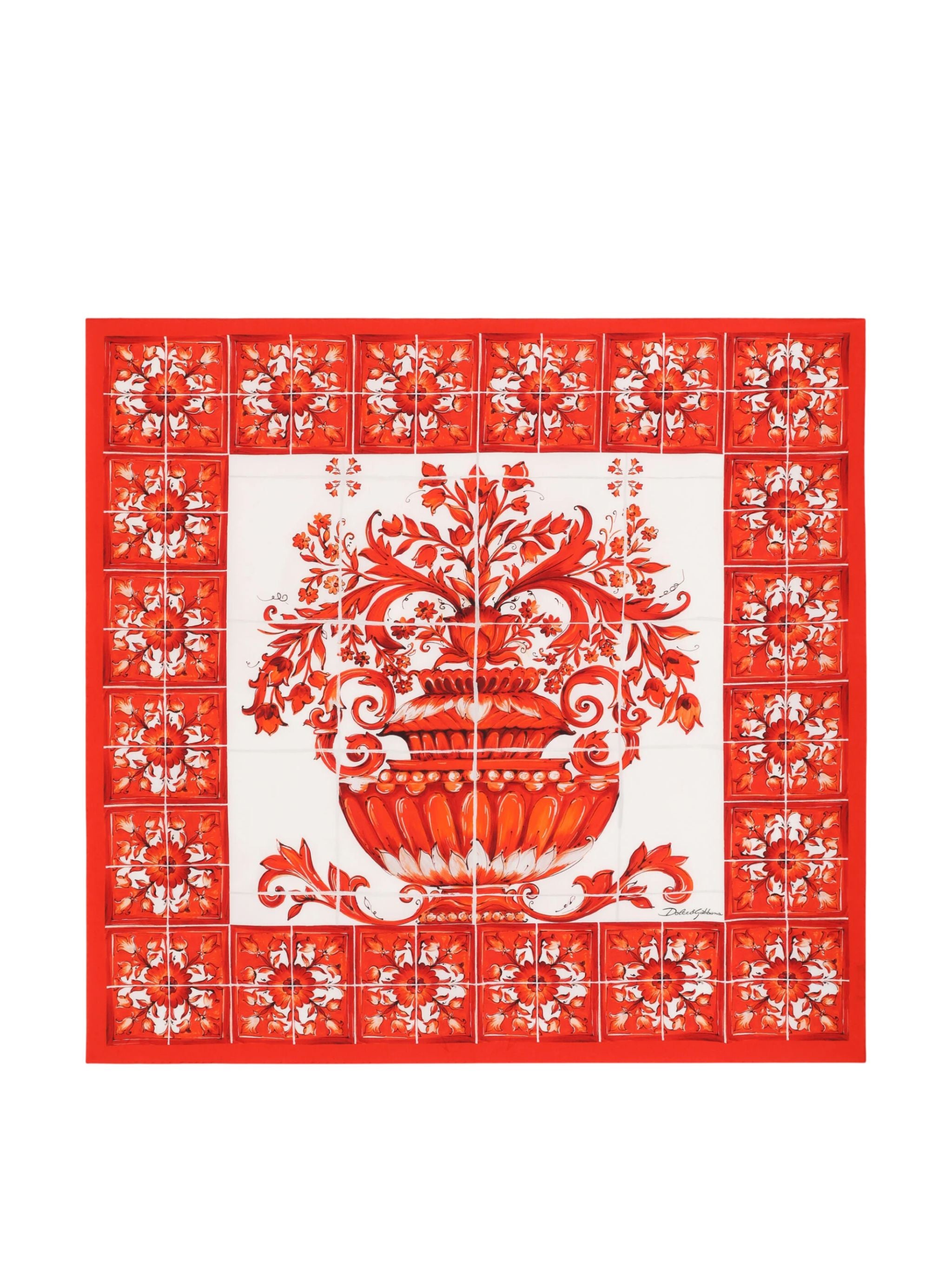 Foulard 90x90 in twill seta stampa maiolica