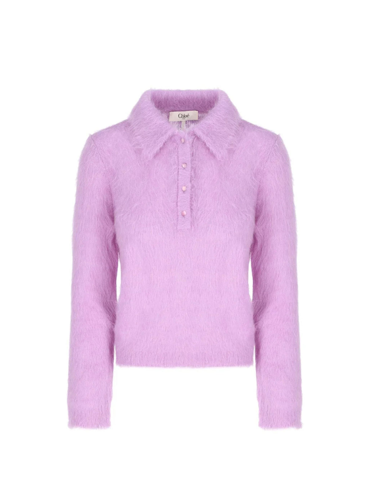 Pullover stile polo in maglia di misto lana d’alpaca