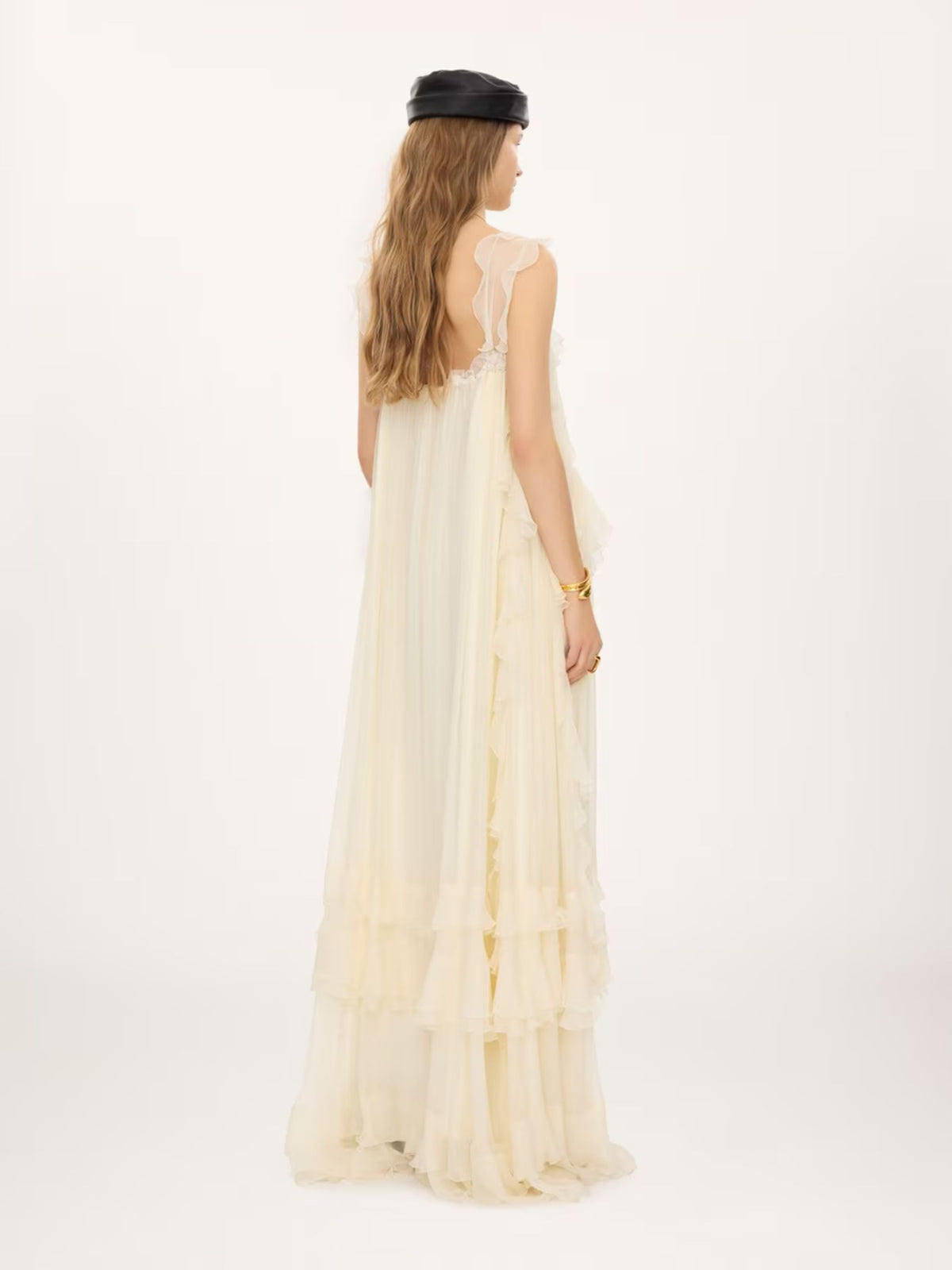ABITO LUNGO CHIFFON E PIZZO