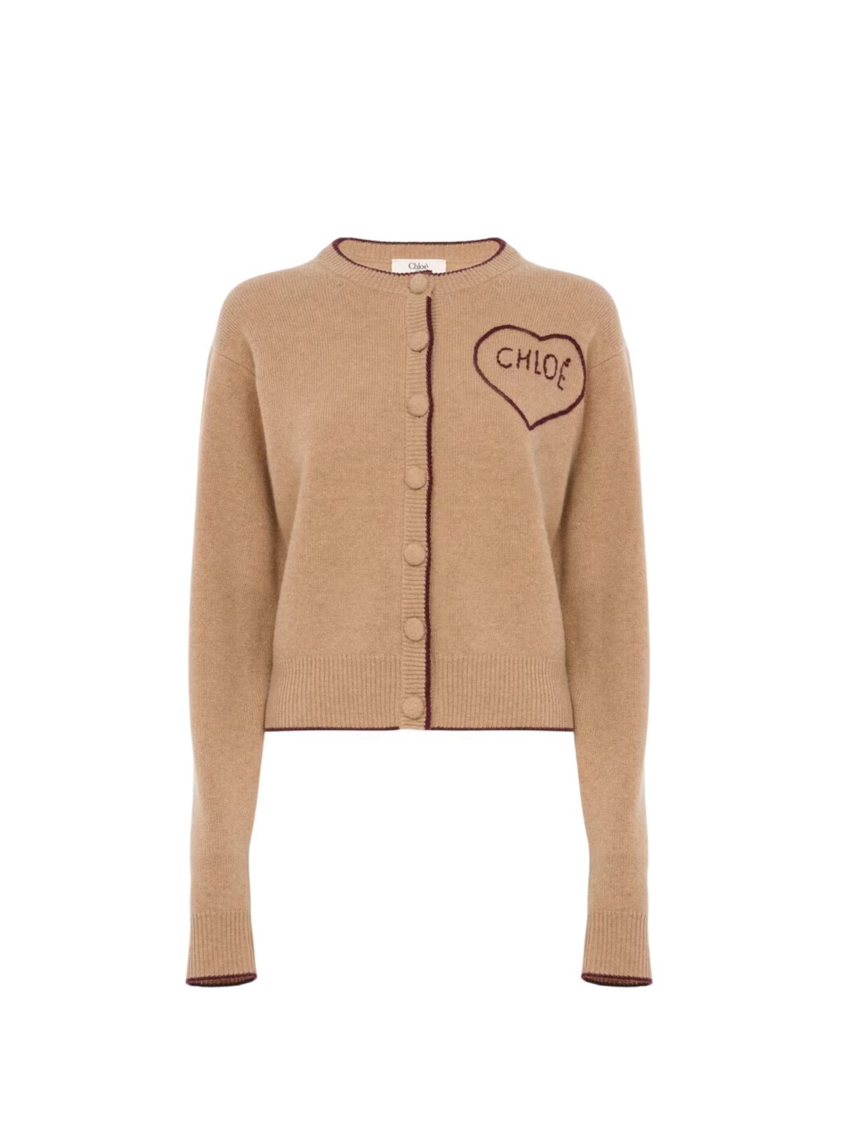 Cardigan aderente con logo in maglia di lana e cashmere